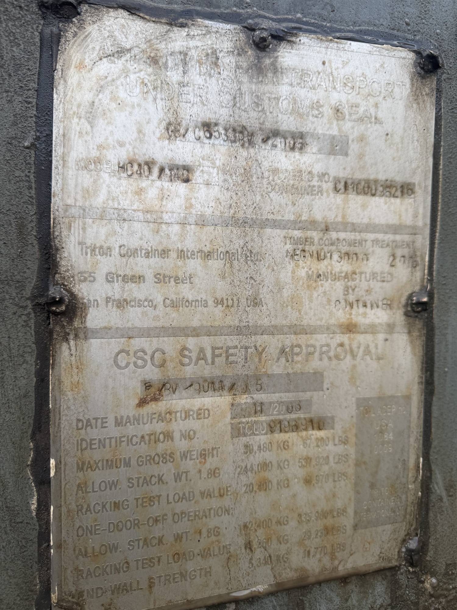 Морской контейнер TCLU9196910