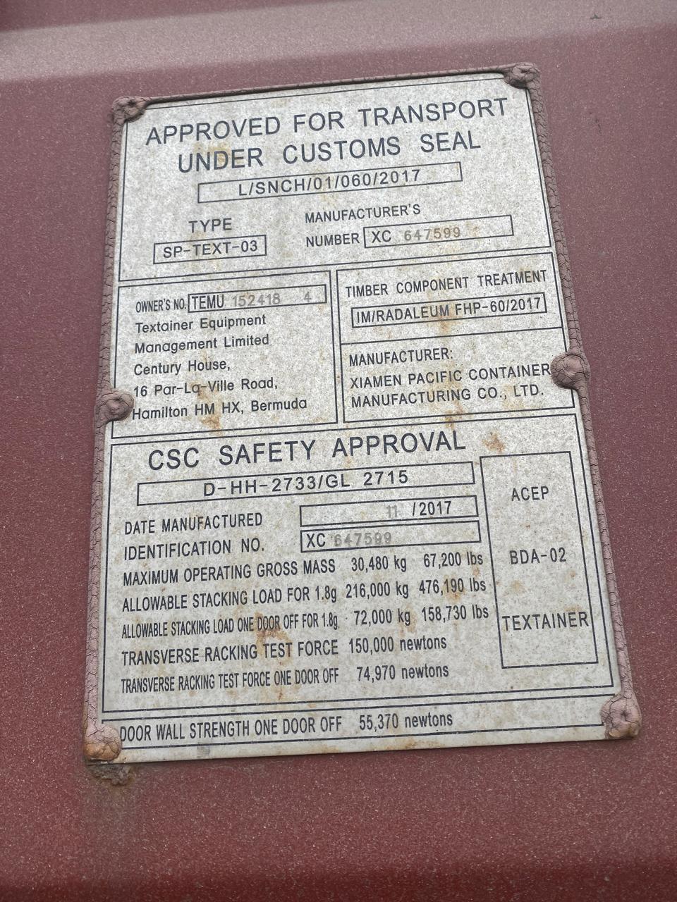 Морской контейнер TEMU1524184