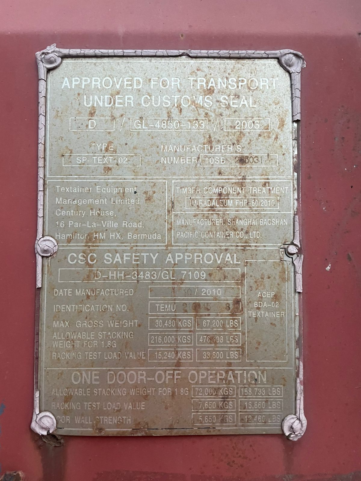 Морской контейнер TEMU2104458