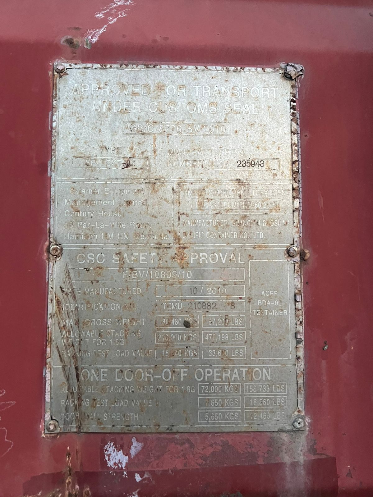 Морской контейнер TEMU2108828