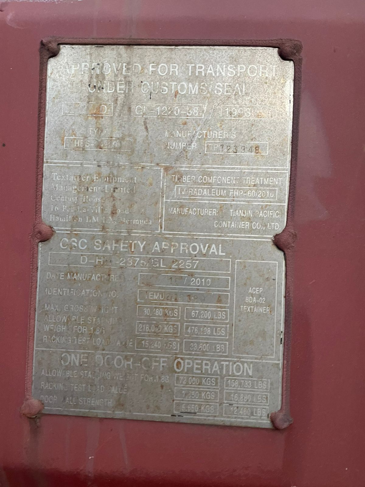 Морской контейнер TEMU2163804