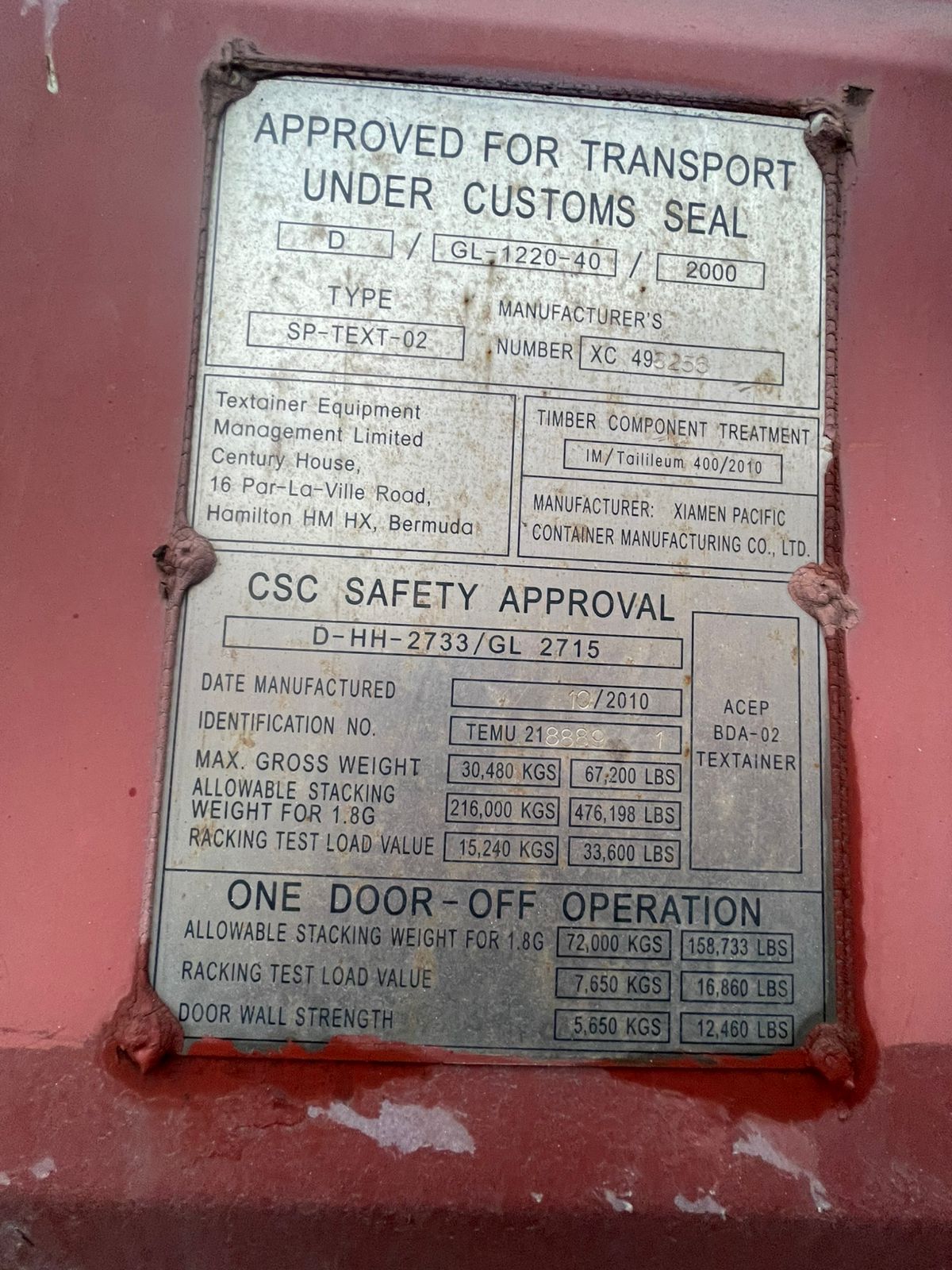 Морской контейнер TEMU2188891