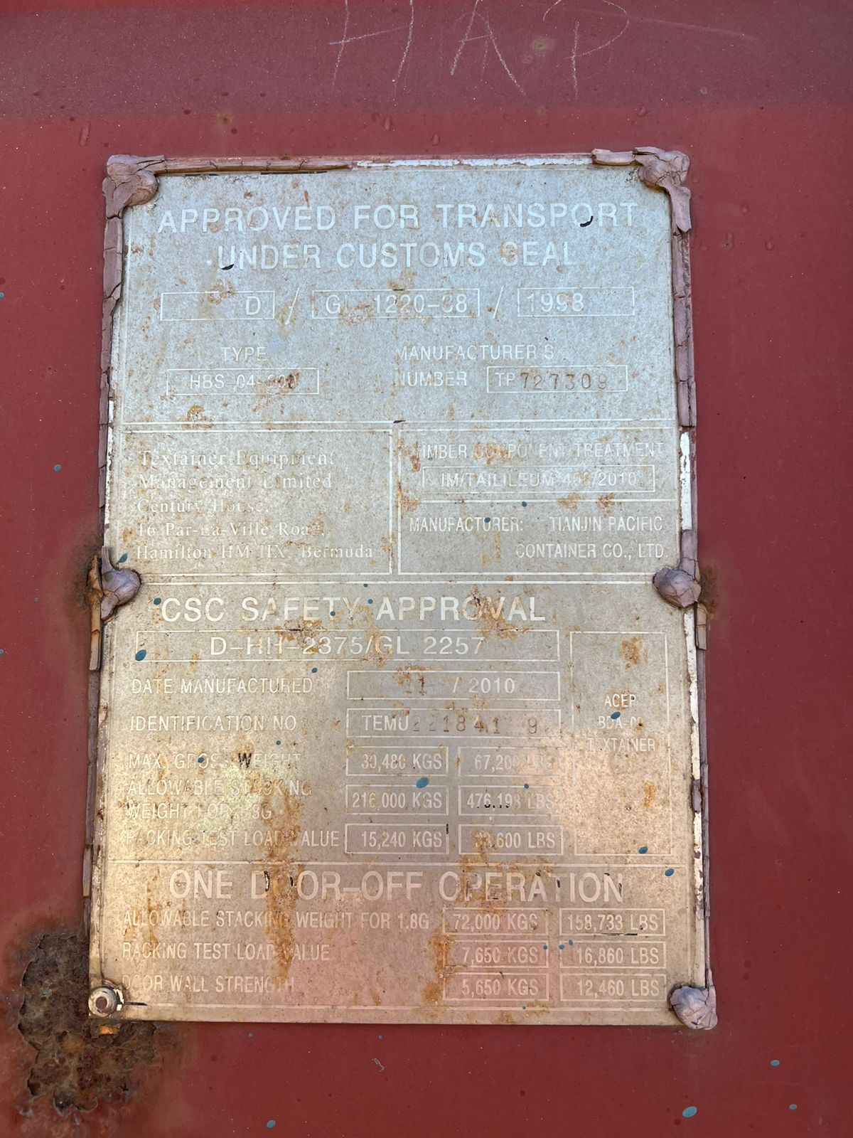 Морской контейнер TEMU2218419