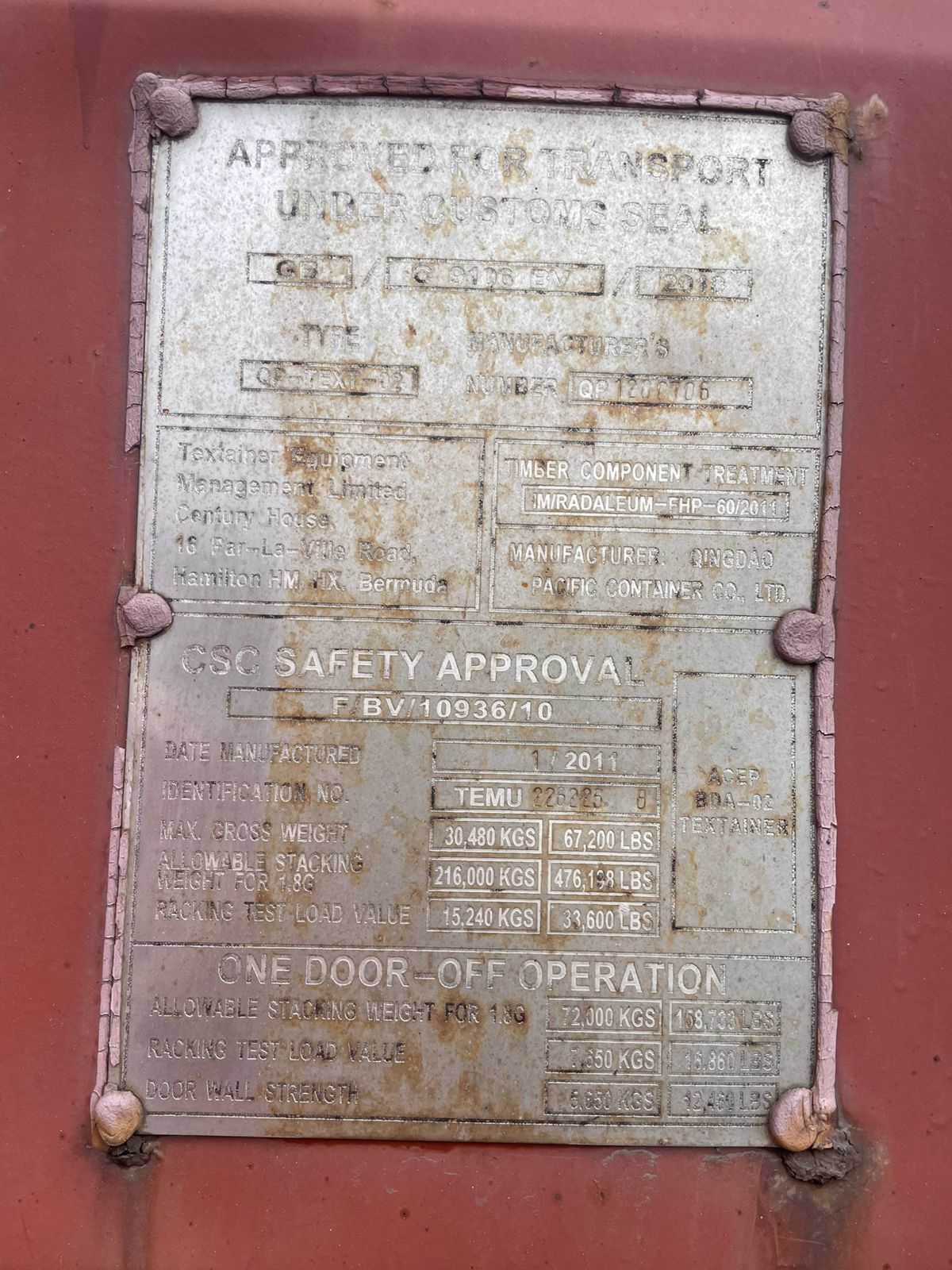 Морской контейнер TEMU2262258