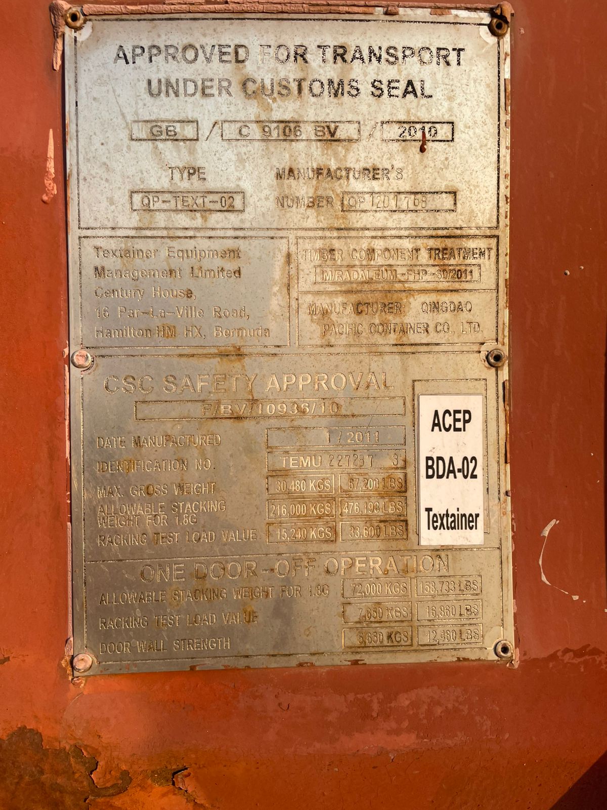 Морской контейнер TEMU2272873