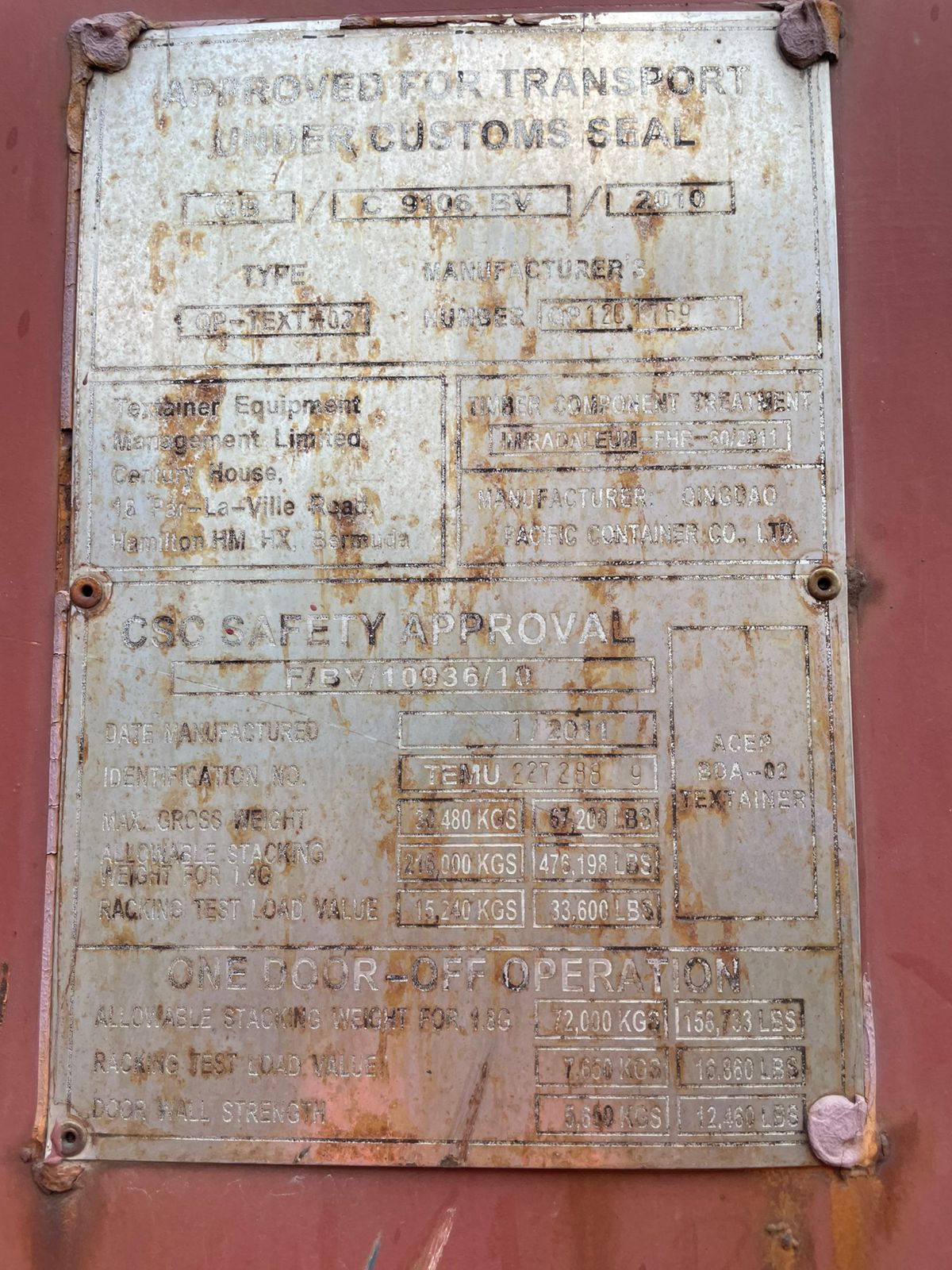 Морской контейнер TEMU2272889