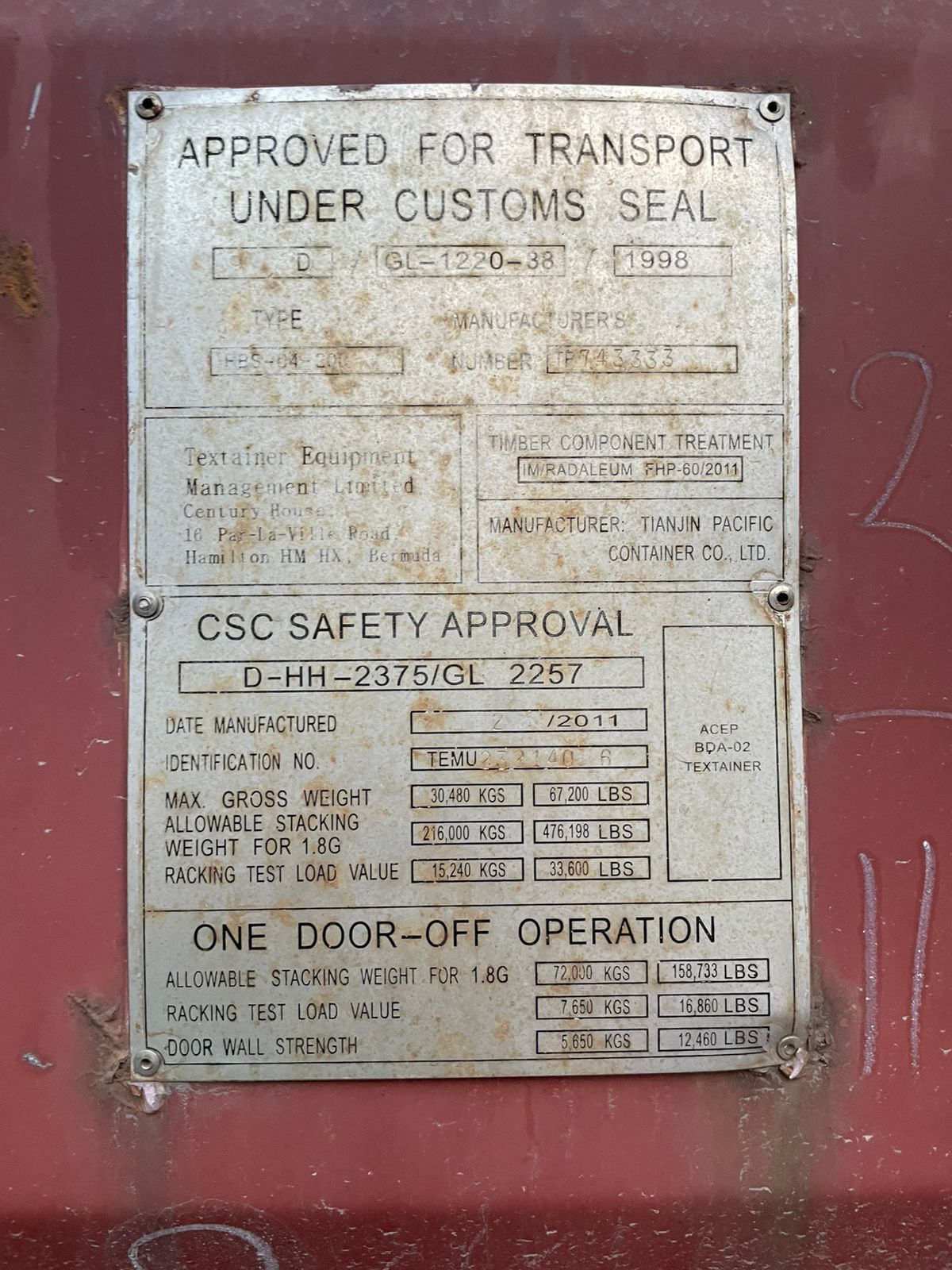 Морской контейнер TEMU2321406