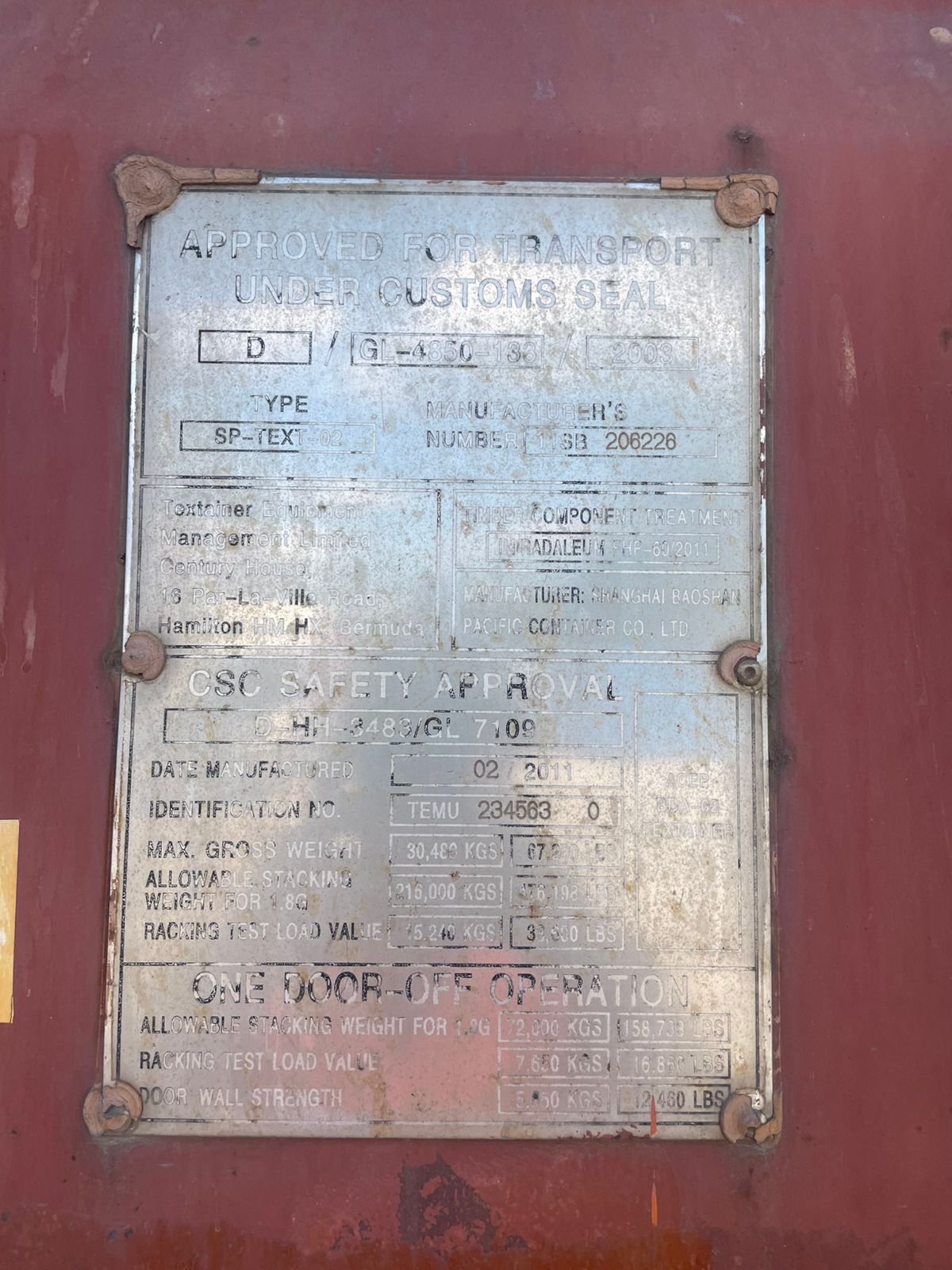 Морской контейнер TEMU2345630