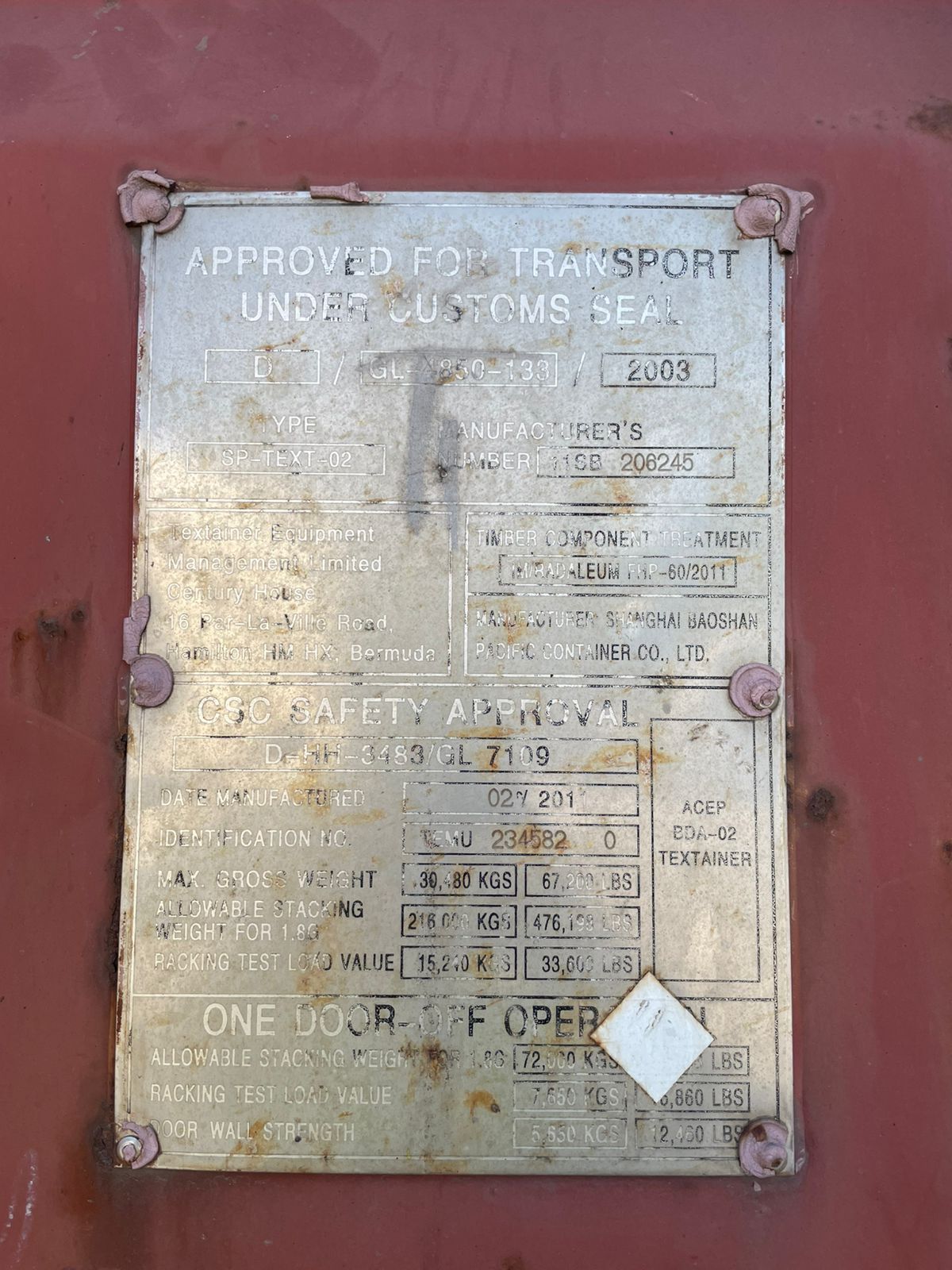 Морской контейнер TEMU2345820