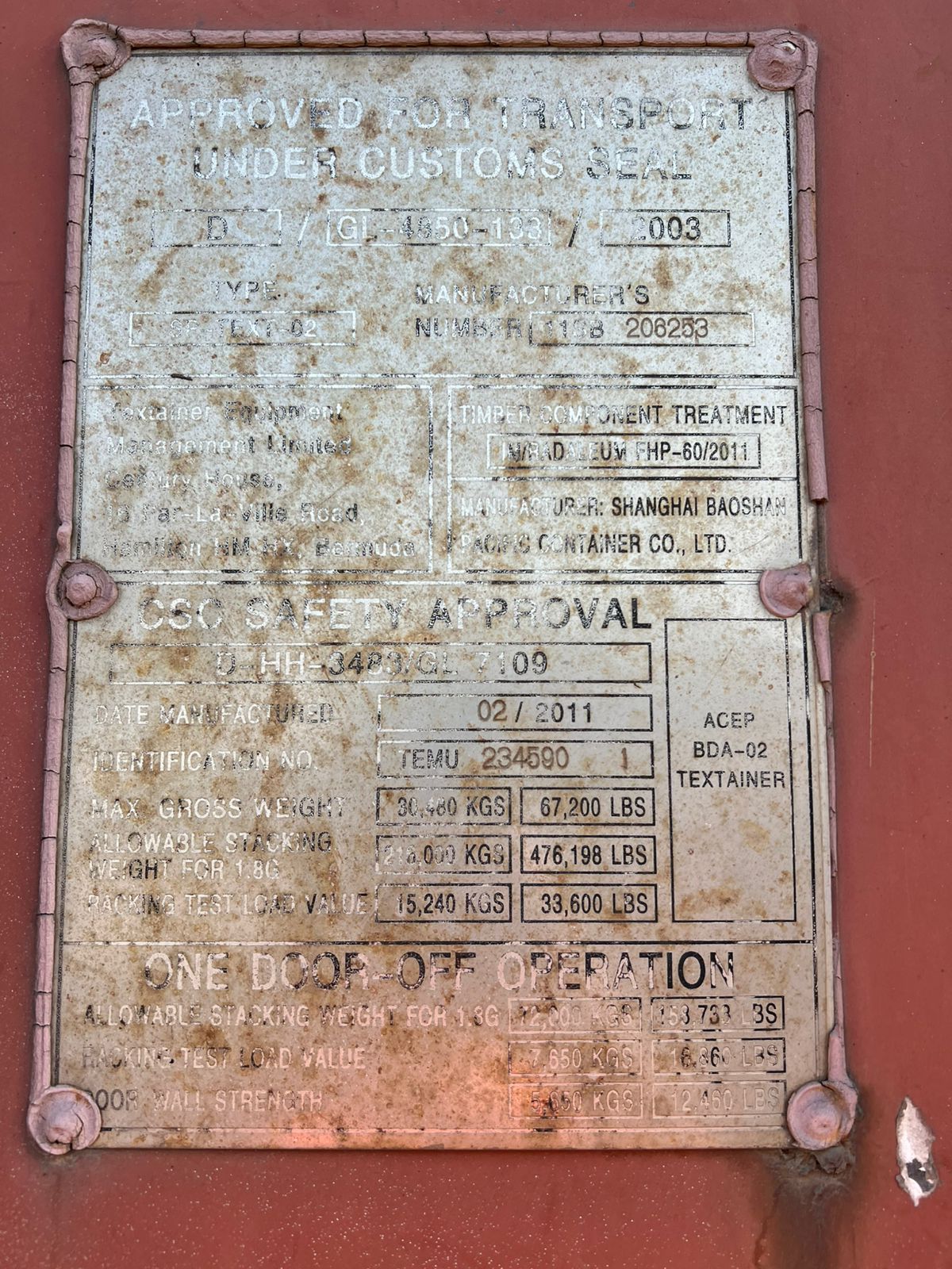 Морской контейнер TEMU2345901