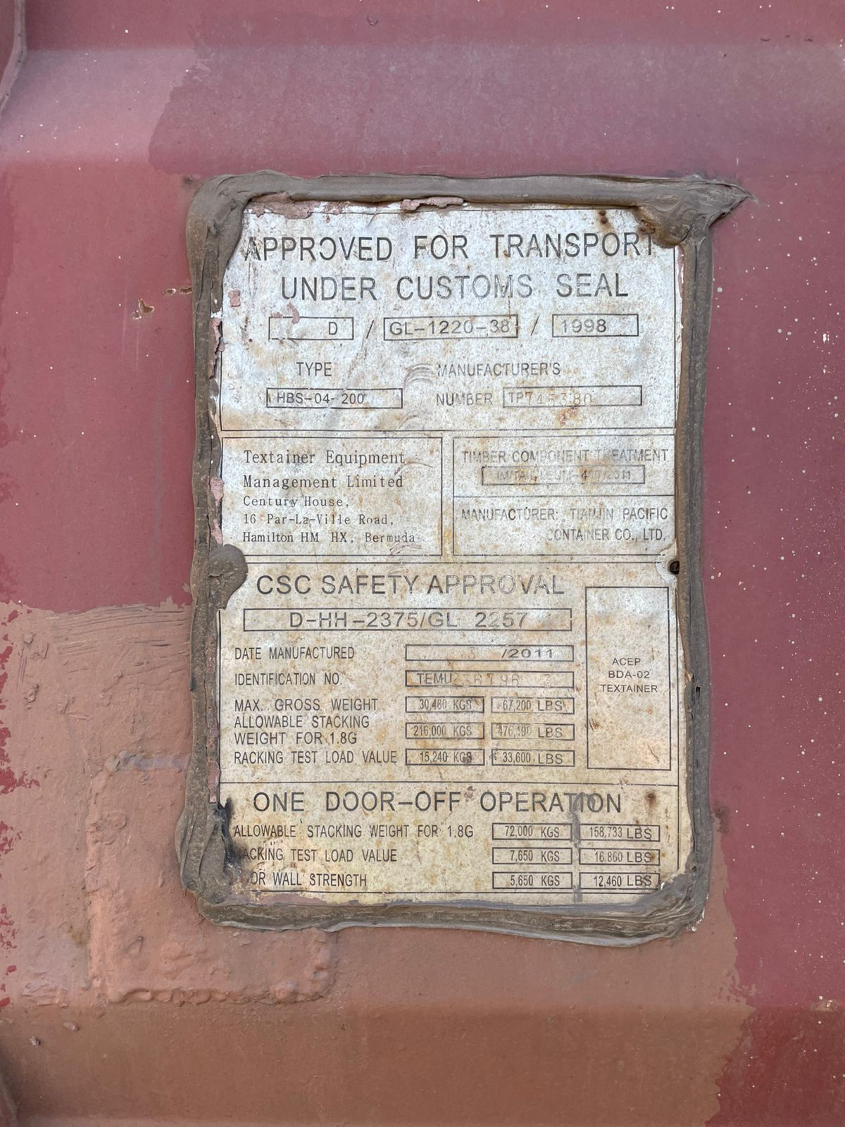 Морской контейнер TEMU2367963