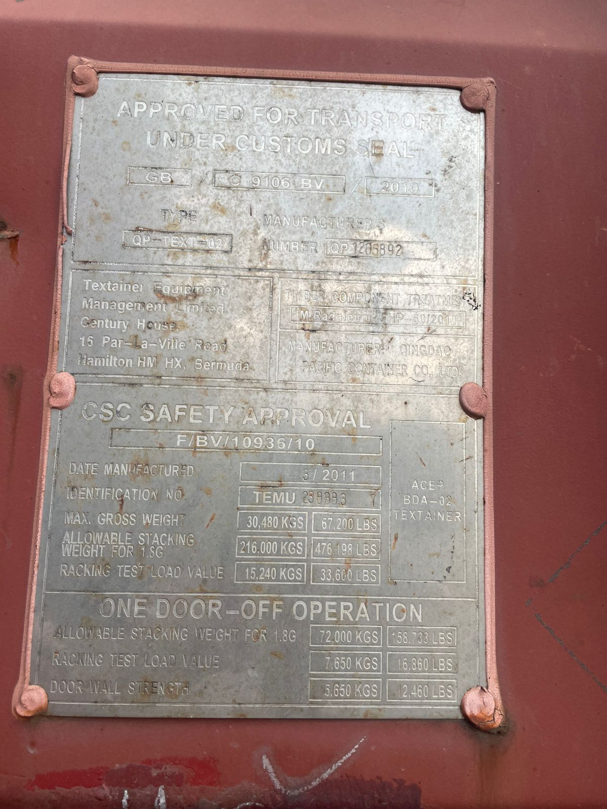 Морской контейнер TEMU2388837
