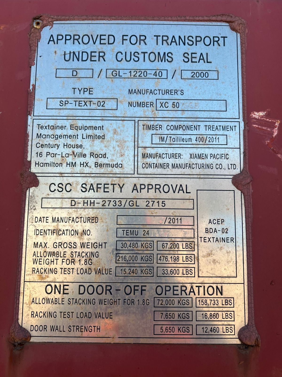 Морской контейнер TEMU2415927