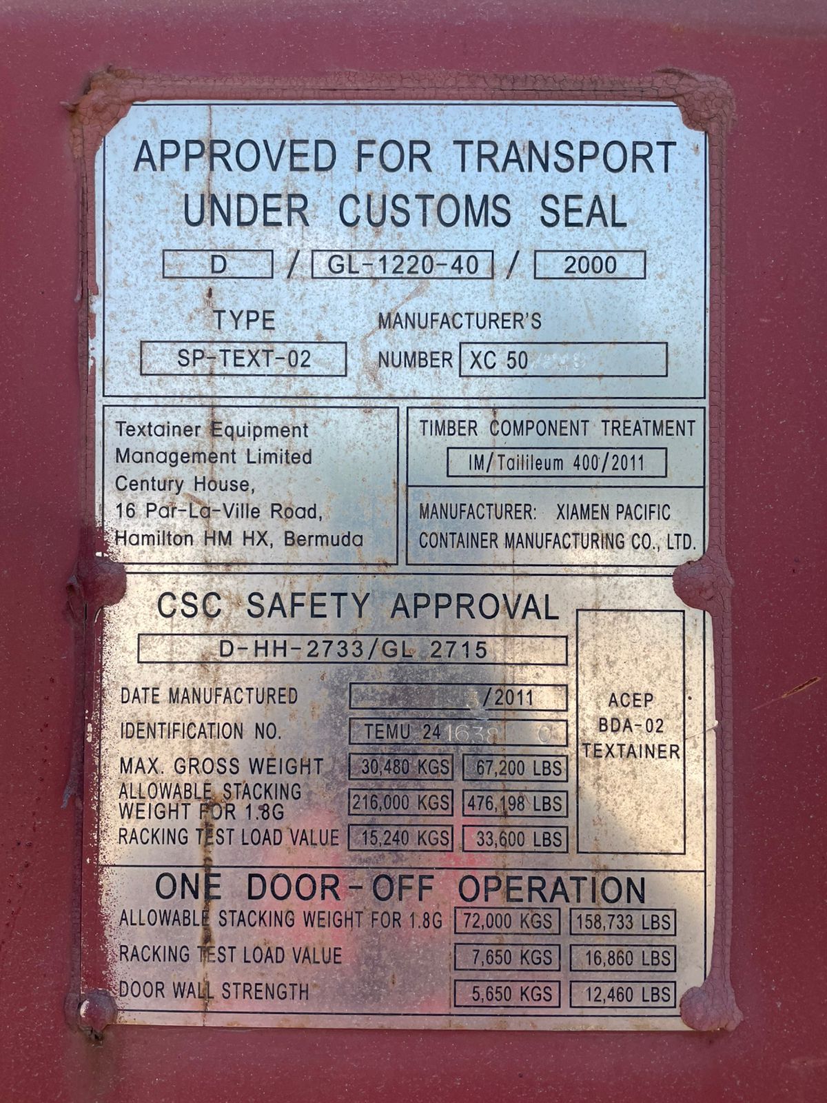 Морской контейнер TEMU2416380