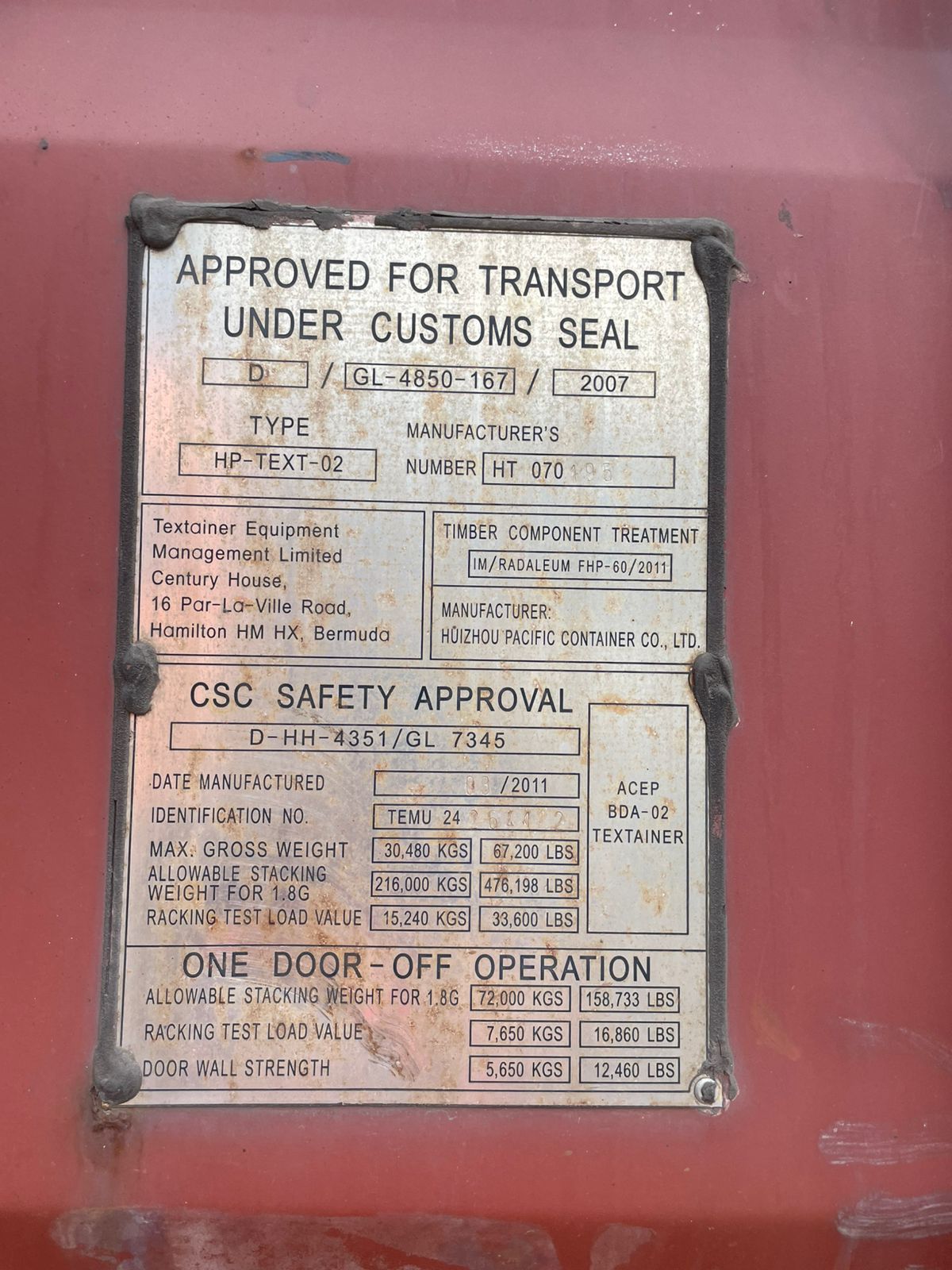 Морской контейнер TEMU2426412