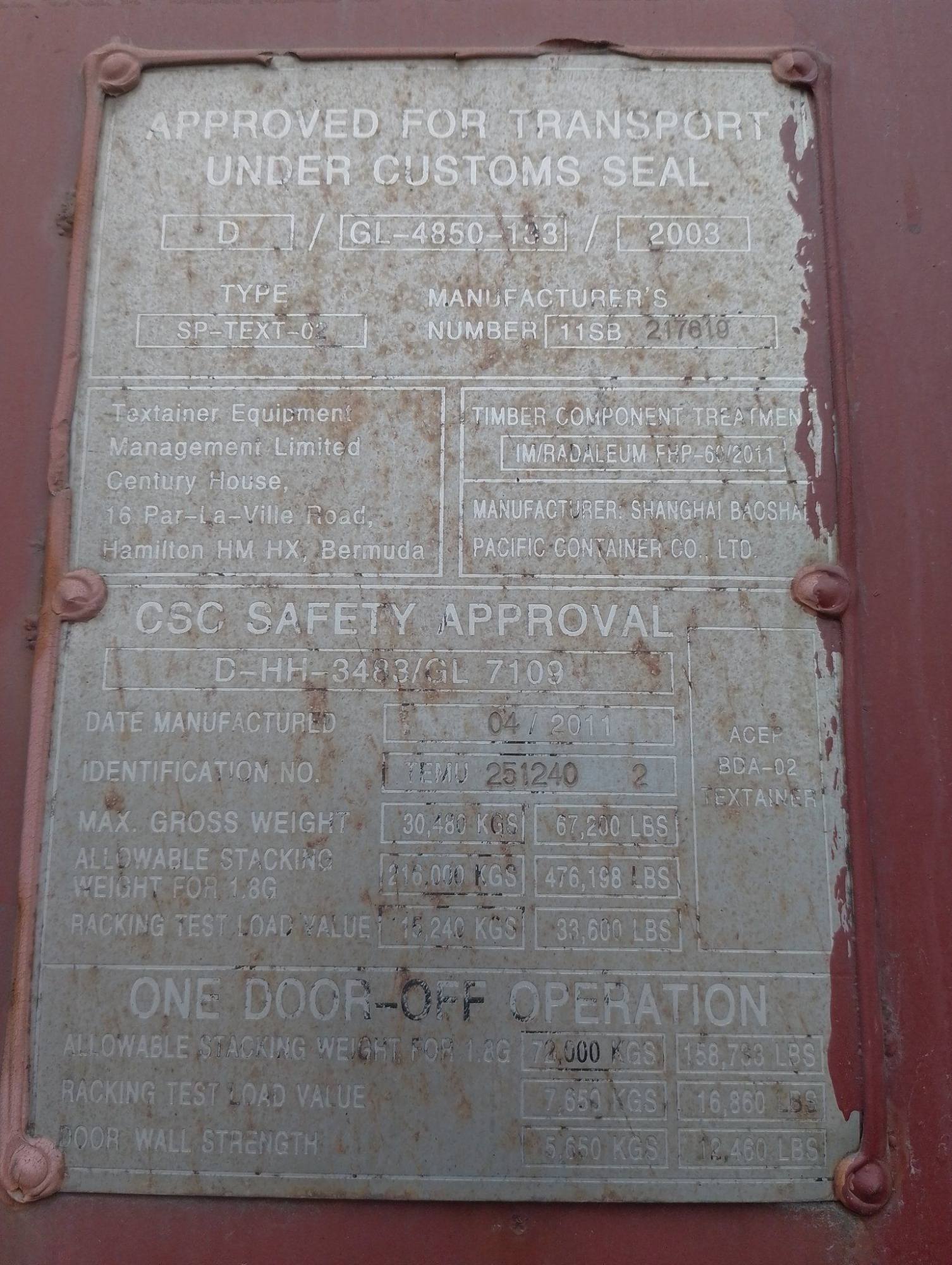 Морской контейнер TEMU2512402