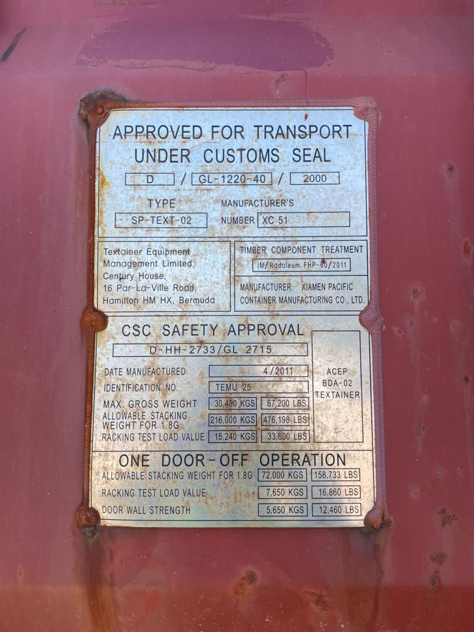 Морской контейнер TEMU2535408
