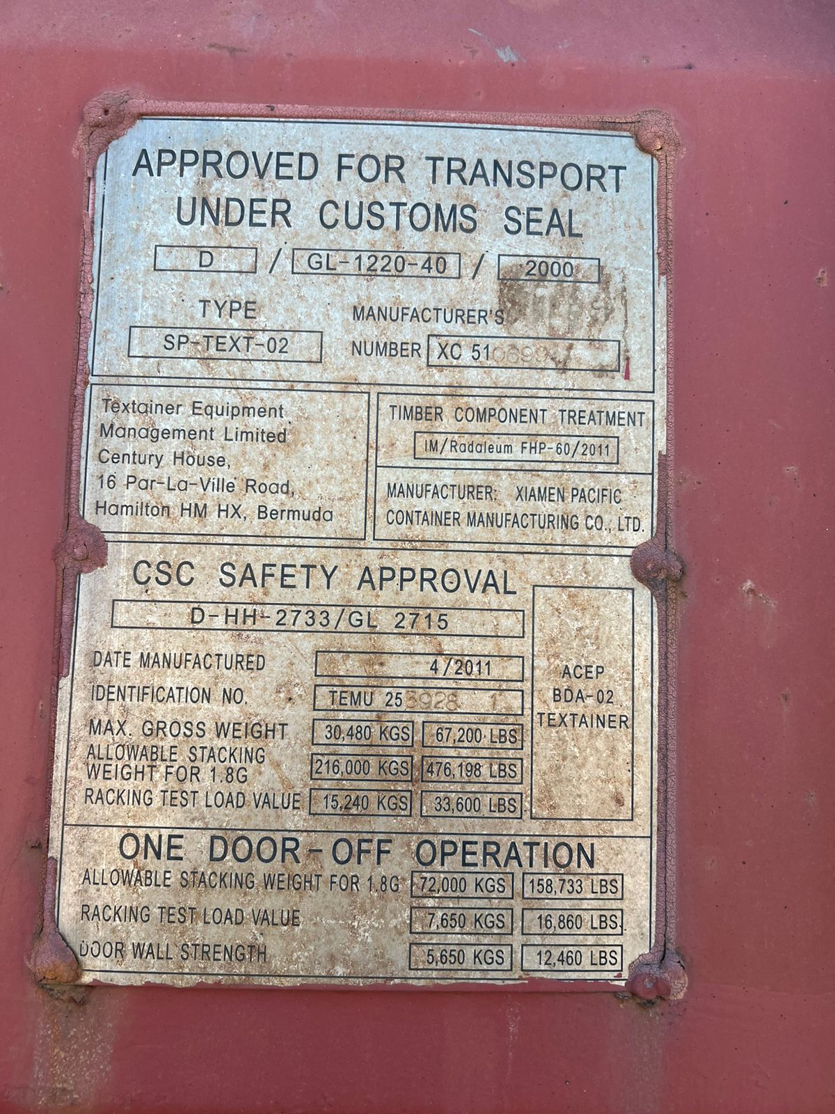 Морской контейнер TEMU2539281