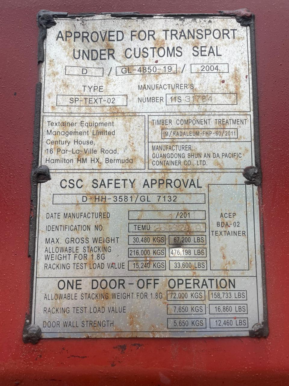 Морской контейнер TEMU2548299