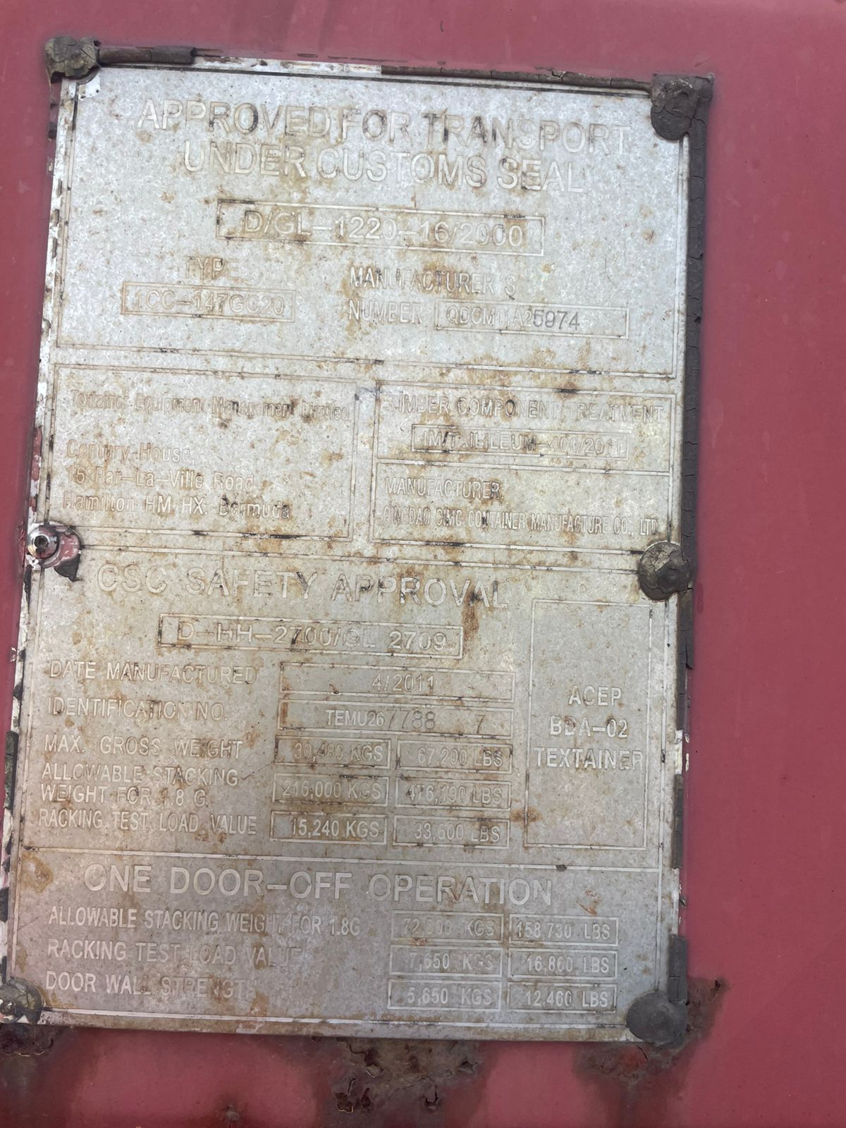 Морской контейнер TEMU2677887