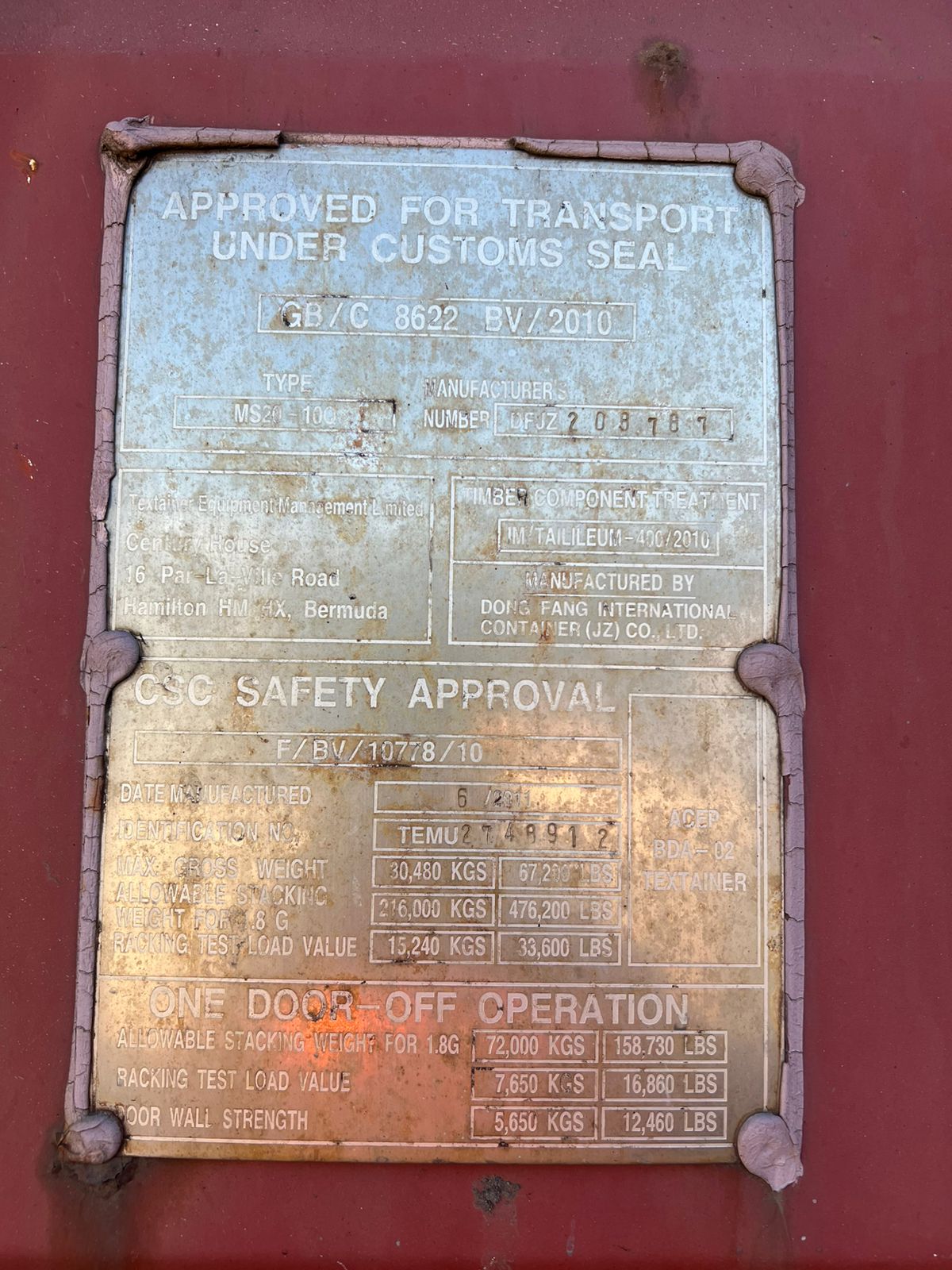 Морской контейнер TEMU2748912