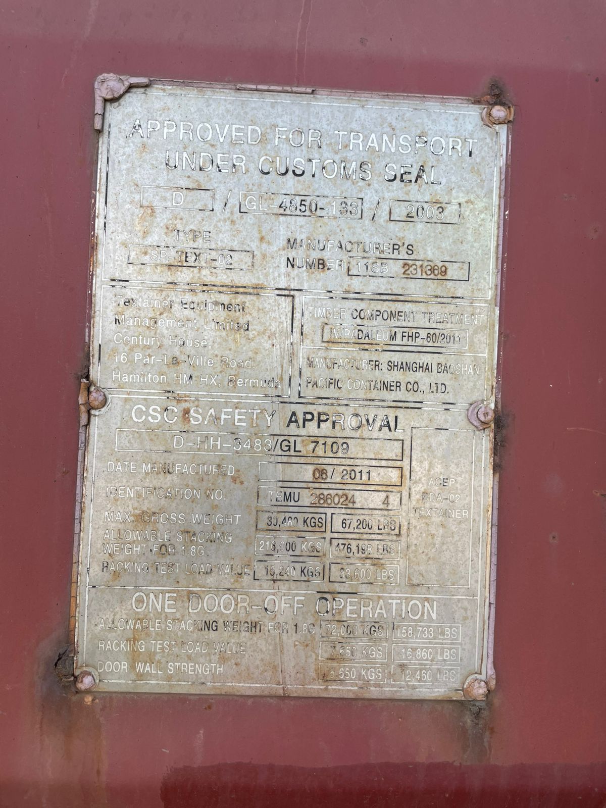 Морской контейнер TEMU2860244