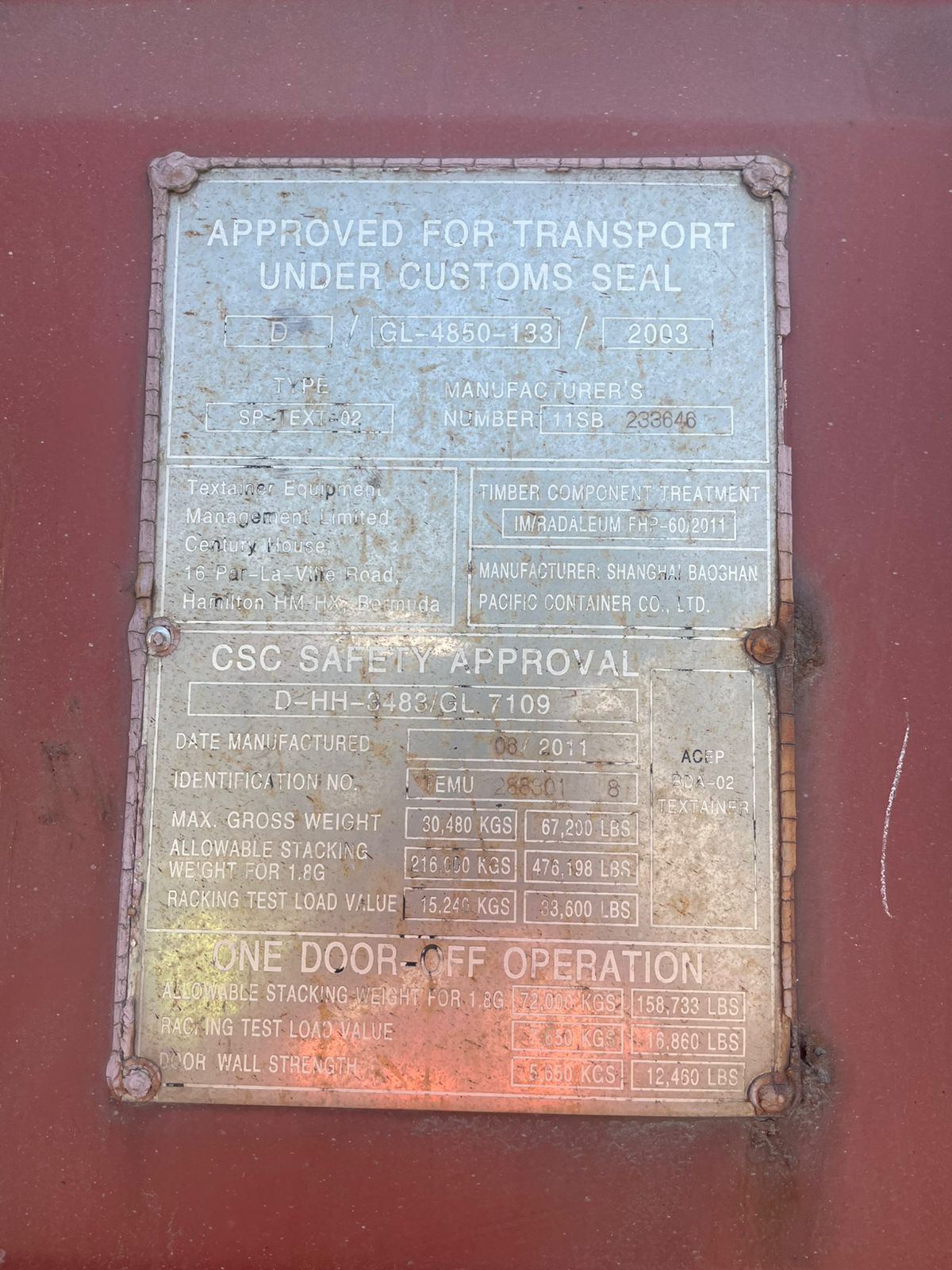 Морской контейнер TEMU2883018