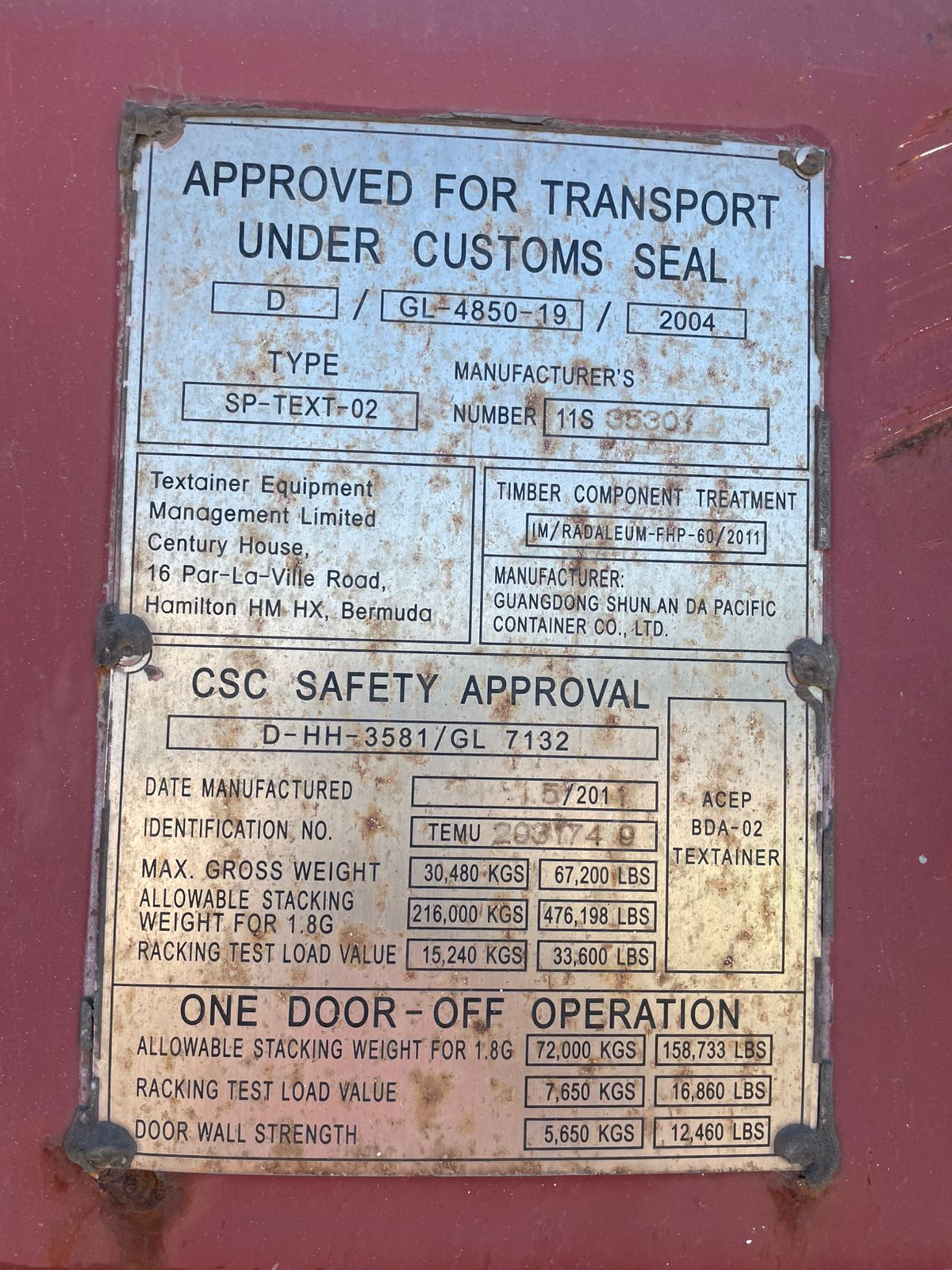 Морской контейнер TEMU2931749