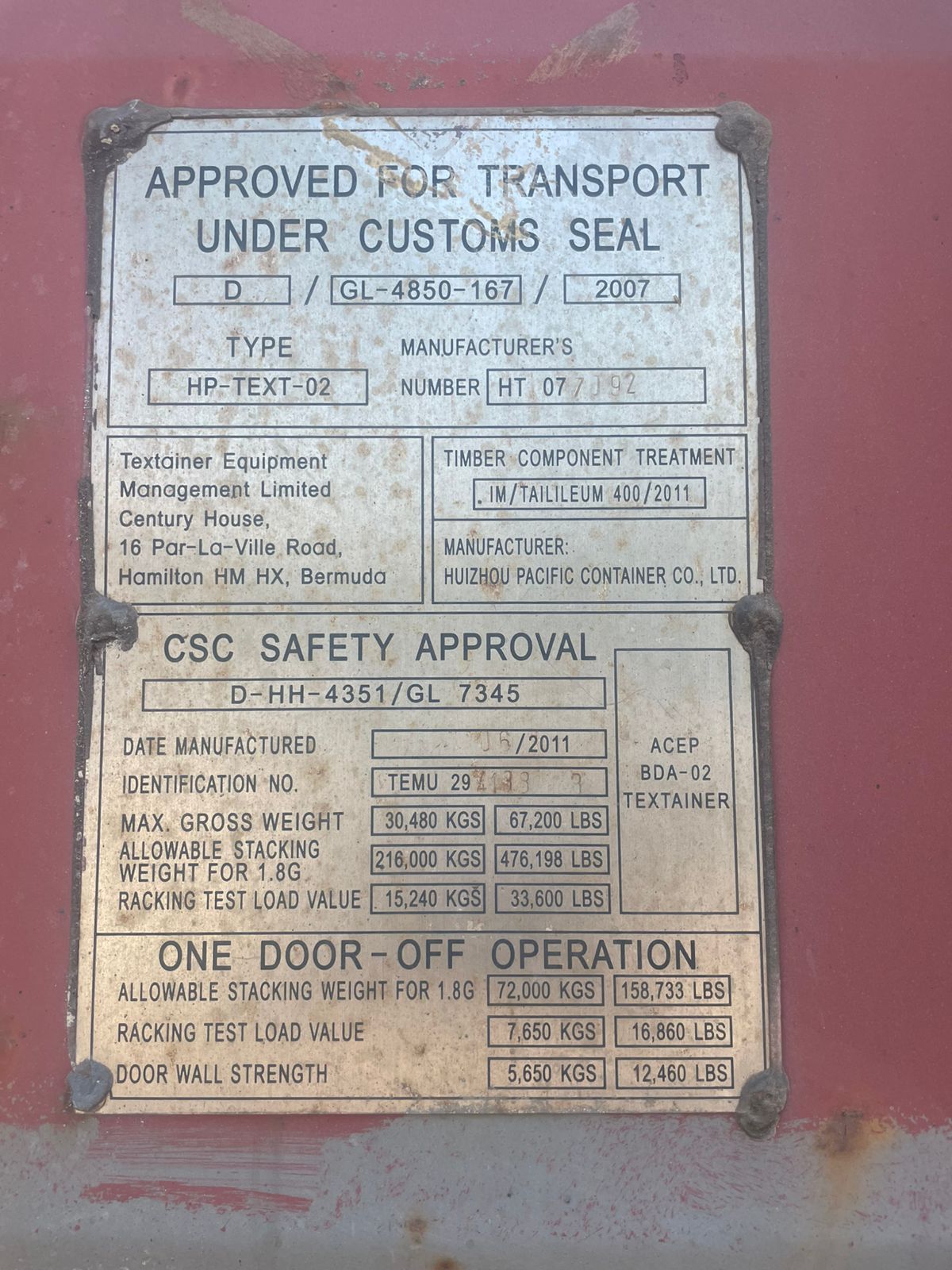 Морской контейнер TEMU2941388