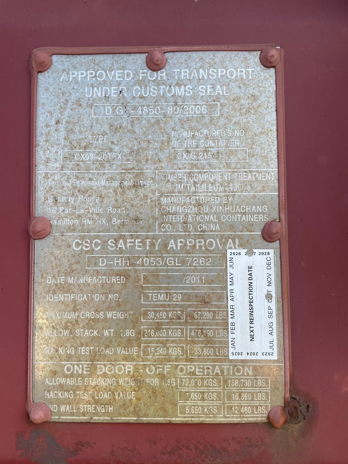 Морской контейнер TEMU2952968