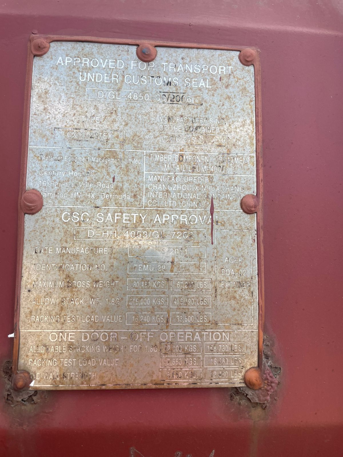 Морской контейнер TEMU2956027