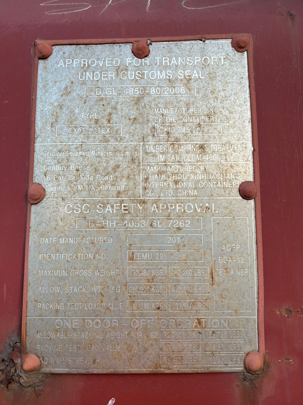 Морской контейнер TEMU2956813