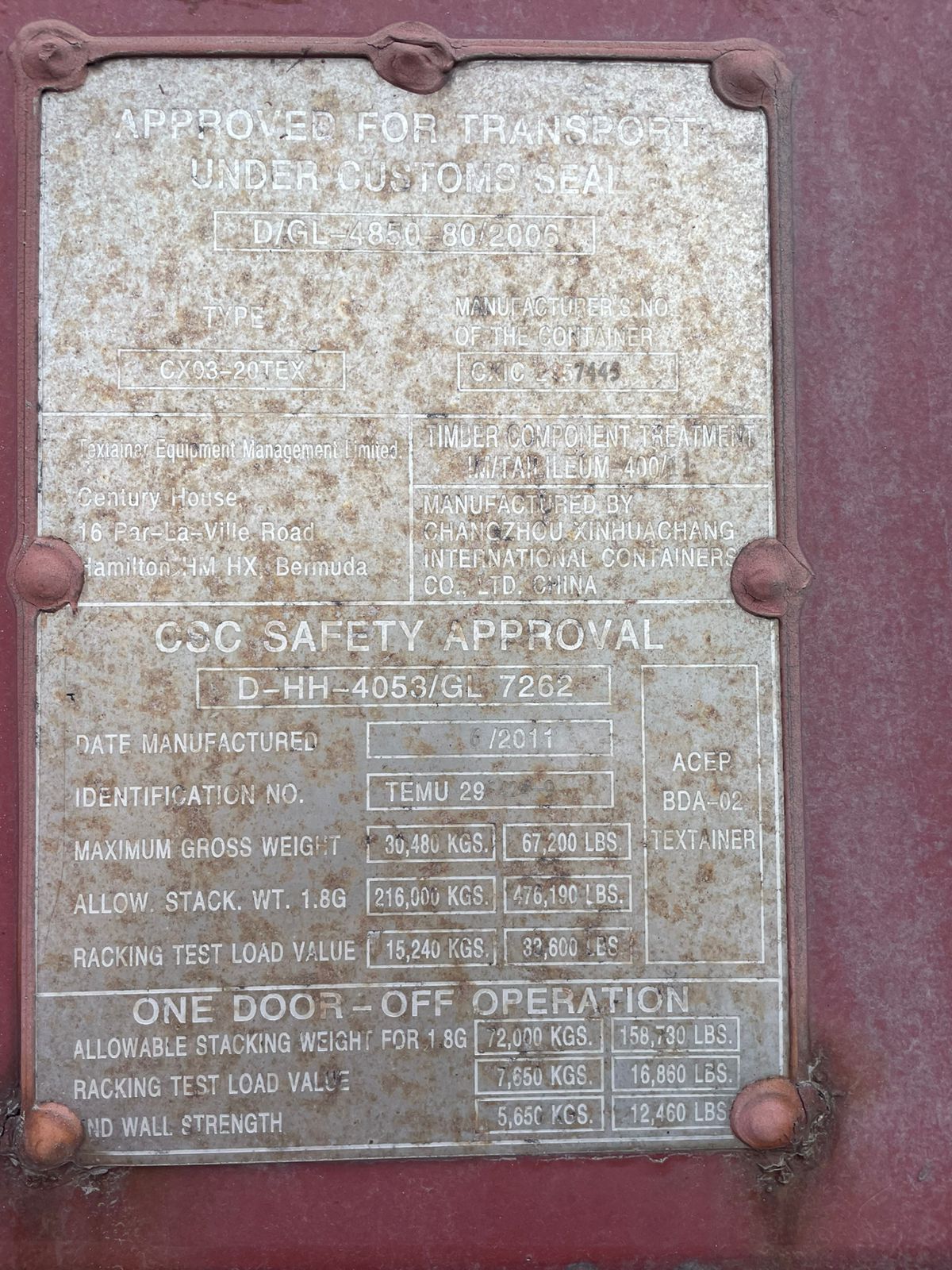 Морской контейнер TEMU2964249