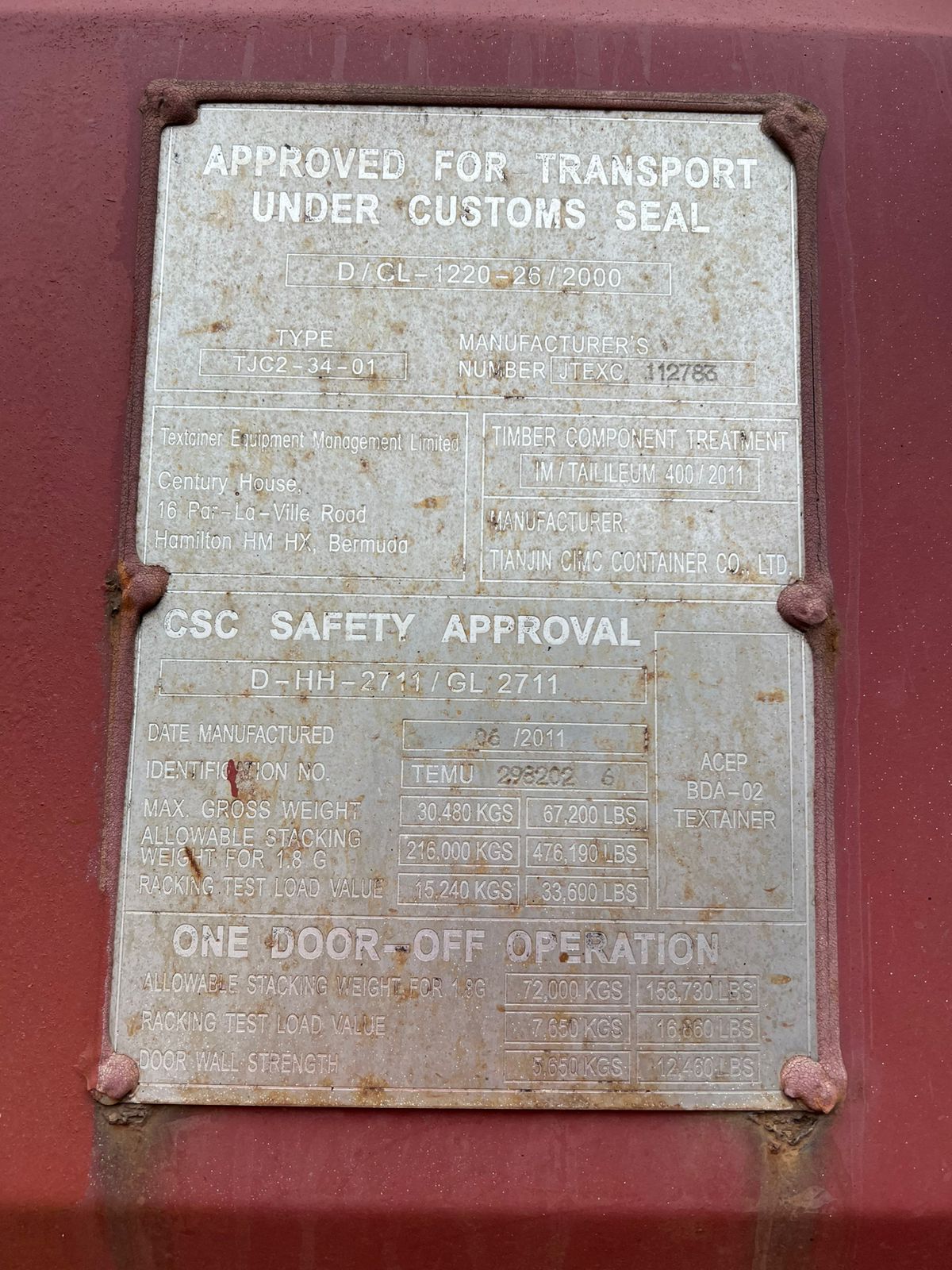 Морской контейнер TEMU2982026