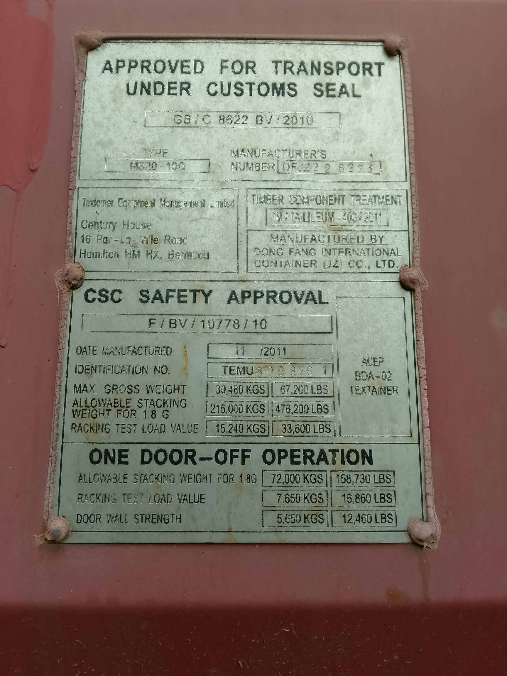 Морской контейнер TEMU3068761