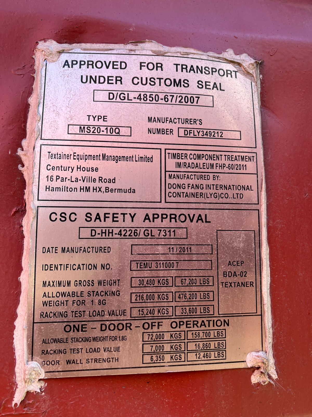 Морской контейнер TEMU3110007