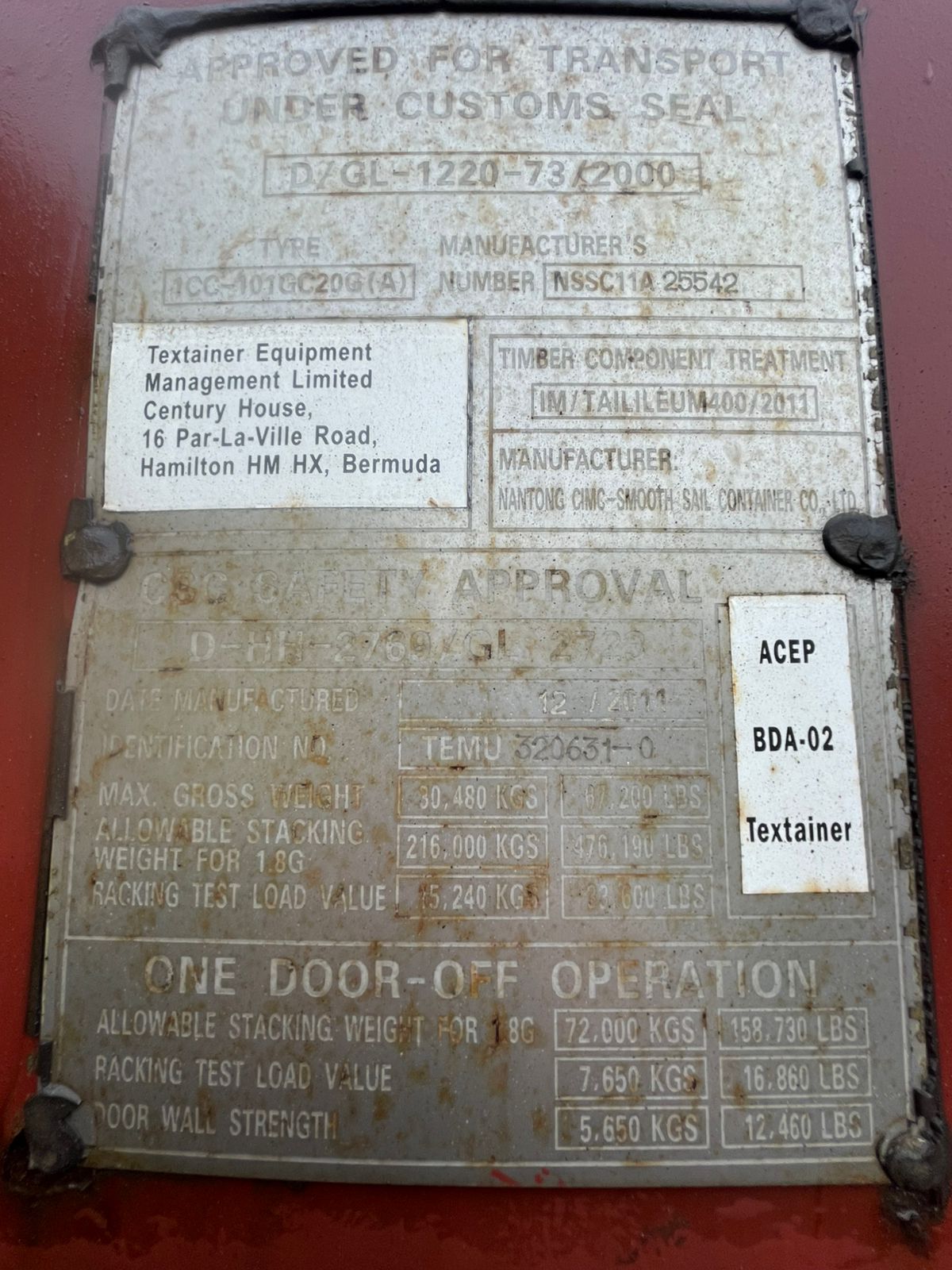 Морской контейнер TEMU3206310