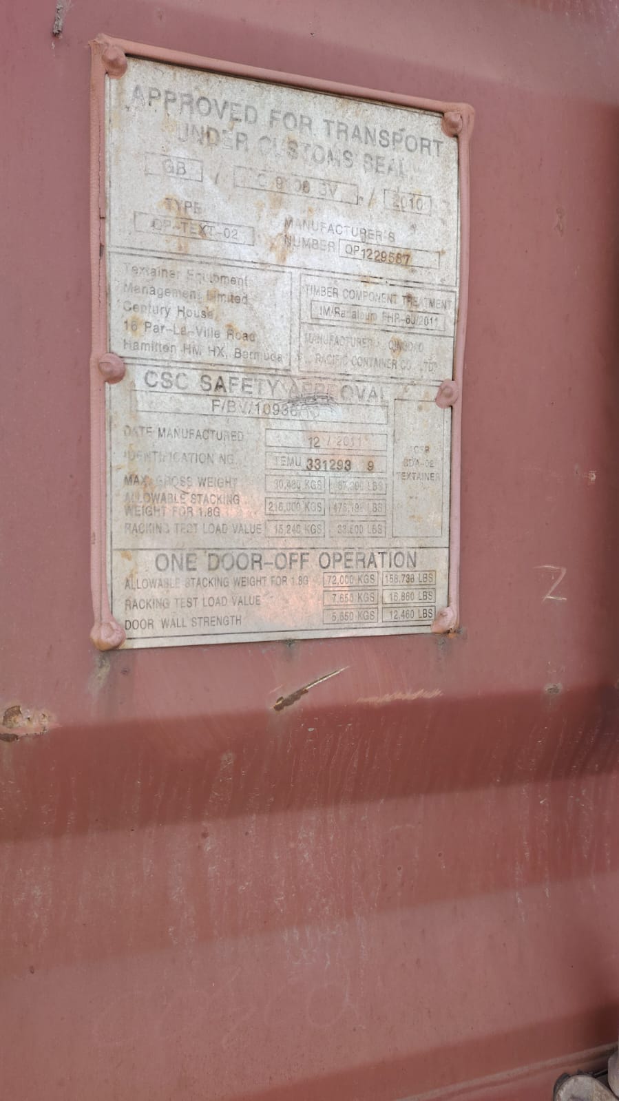 Морской контейнер TEMU3312939