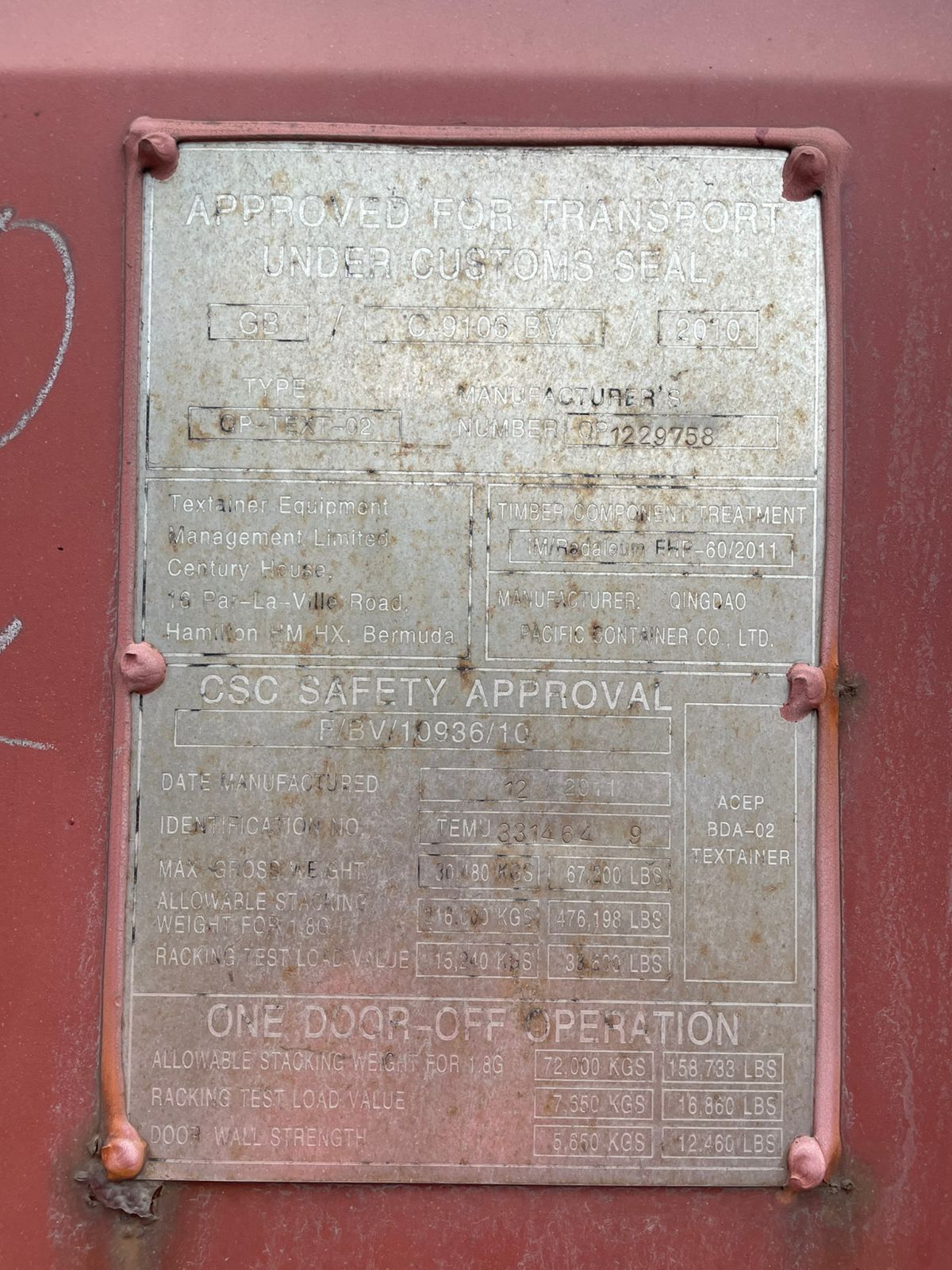 Морской контейнер TEMU3314649