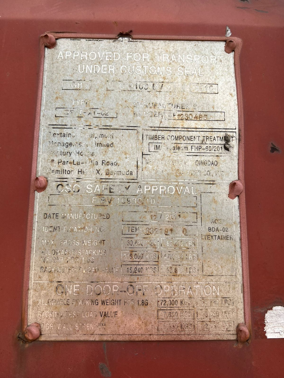 Морской контейнер TEMU3321910