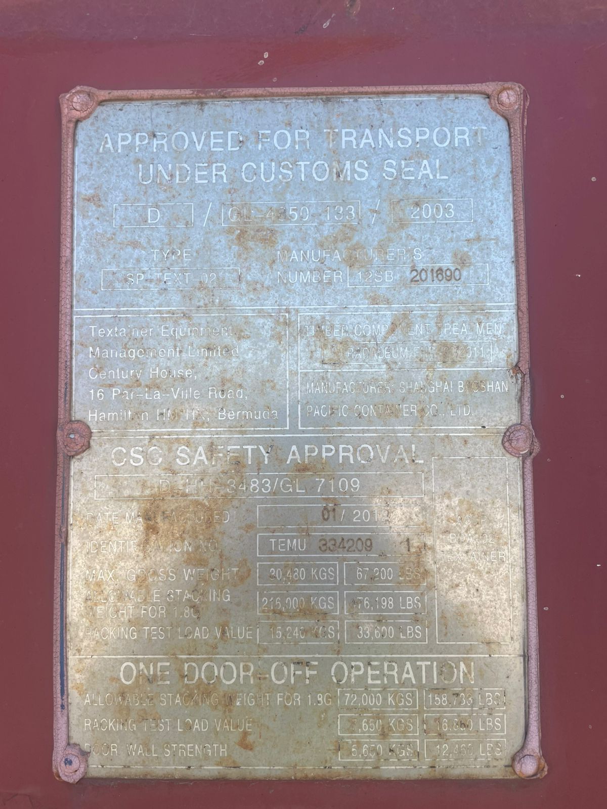 Морской контейнер TEMU3342091