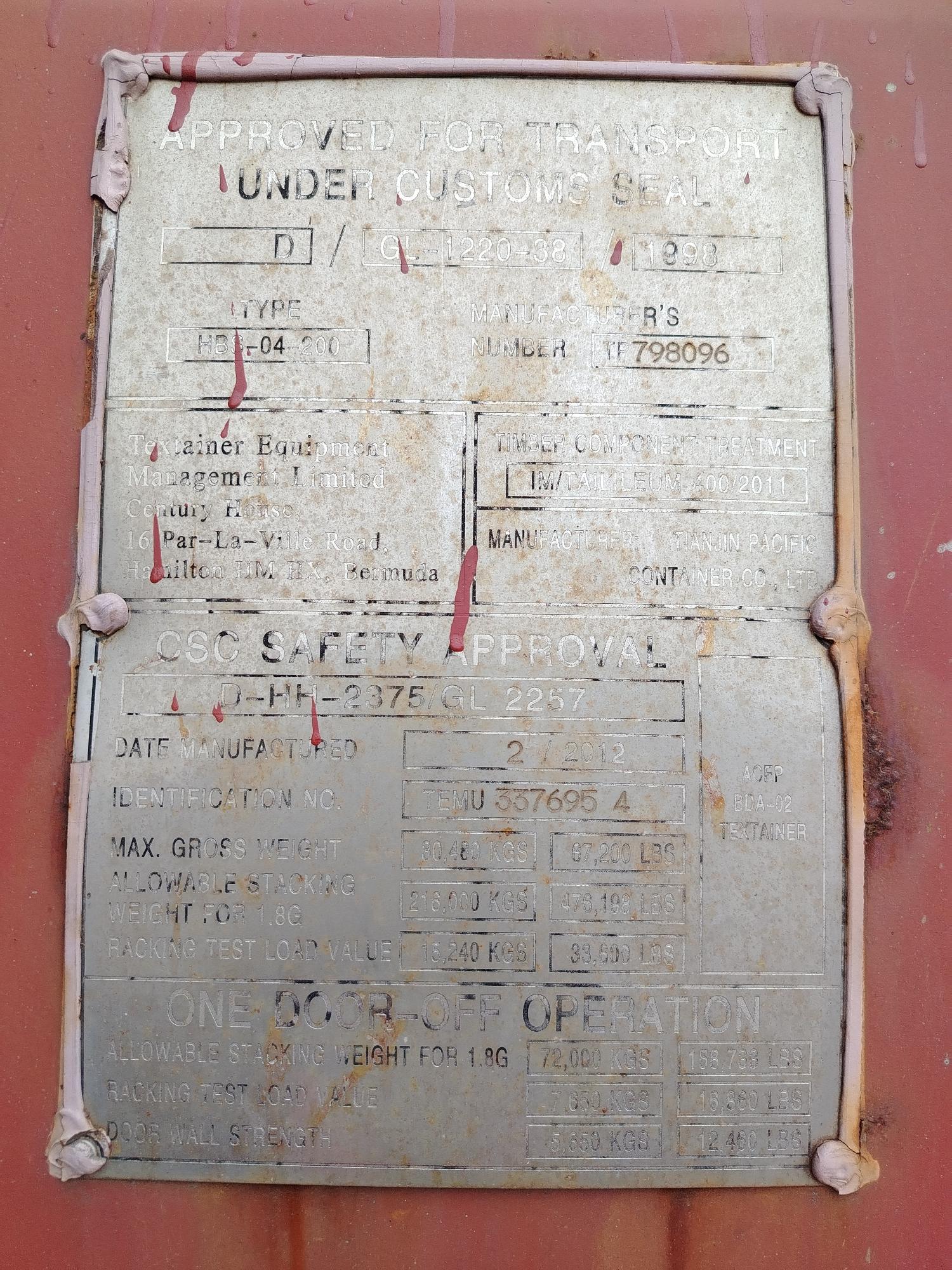 Морской контейнер TEMU3376954