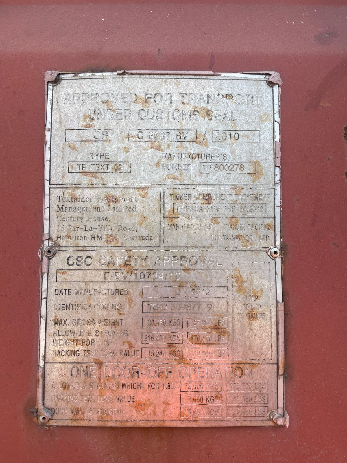 Морской контейнер TEMU3398779