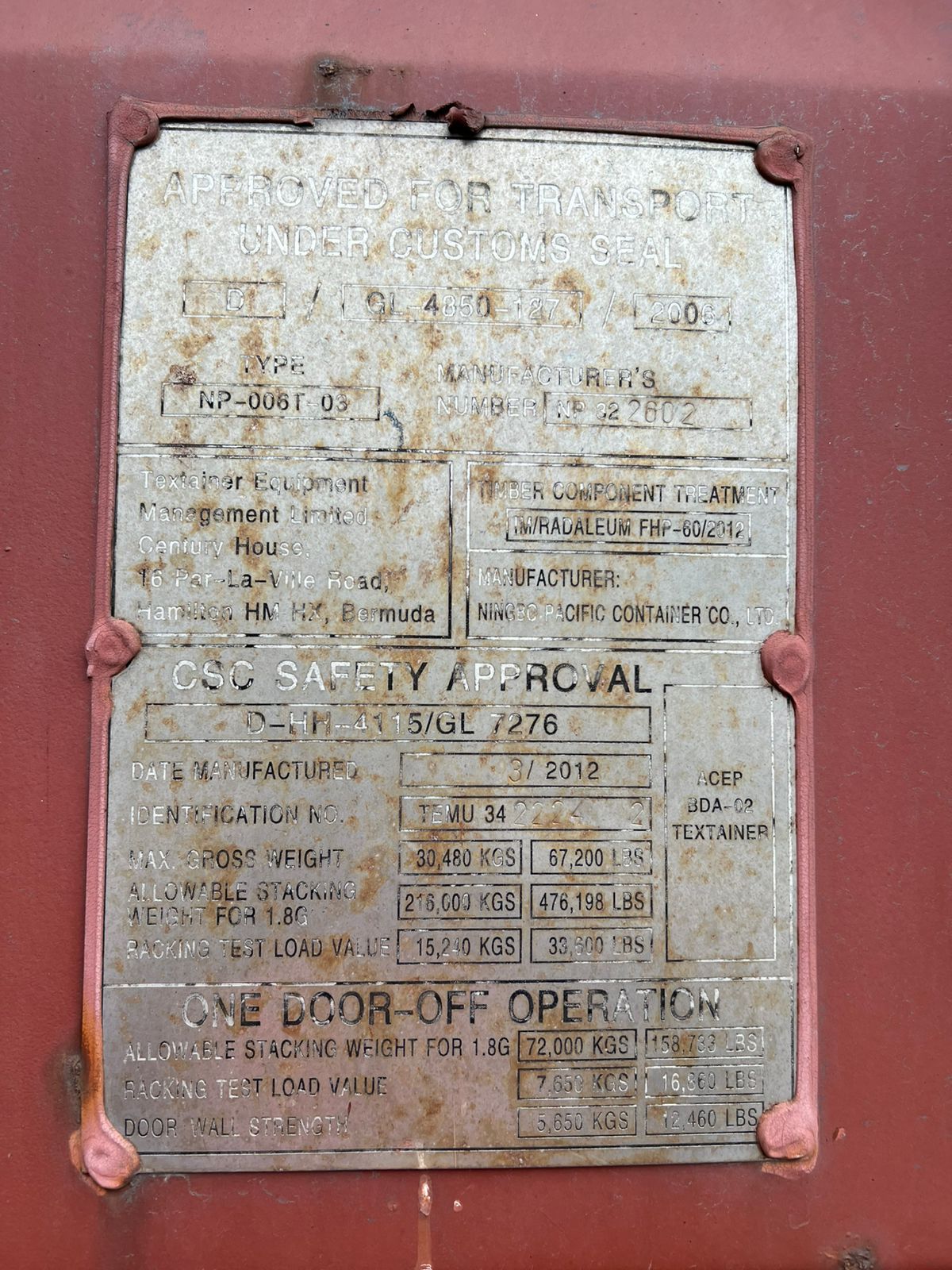 Морской контейнер TEMU3422242