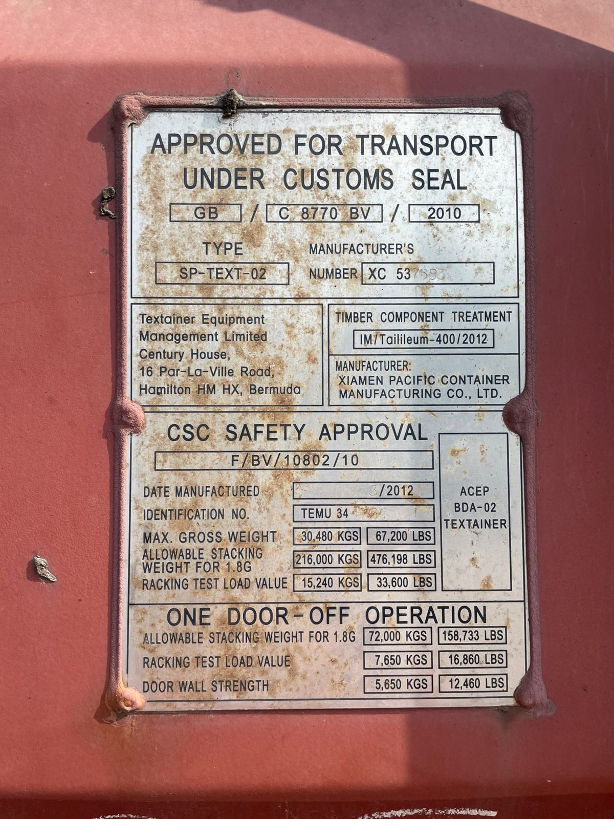 Морской контейнер TEMU3447641