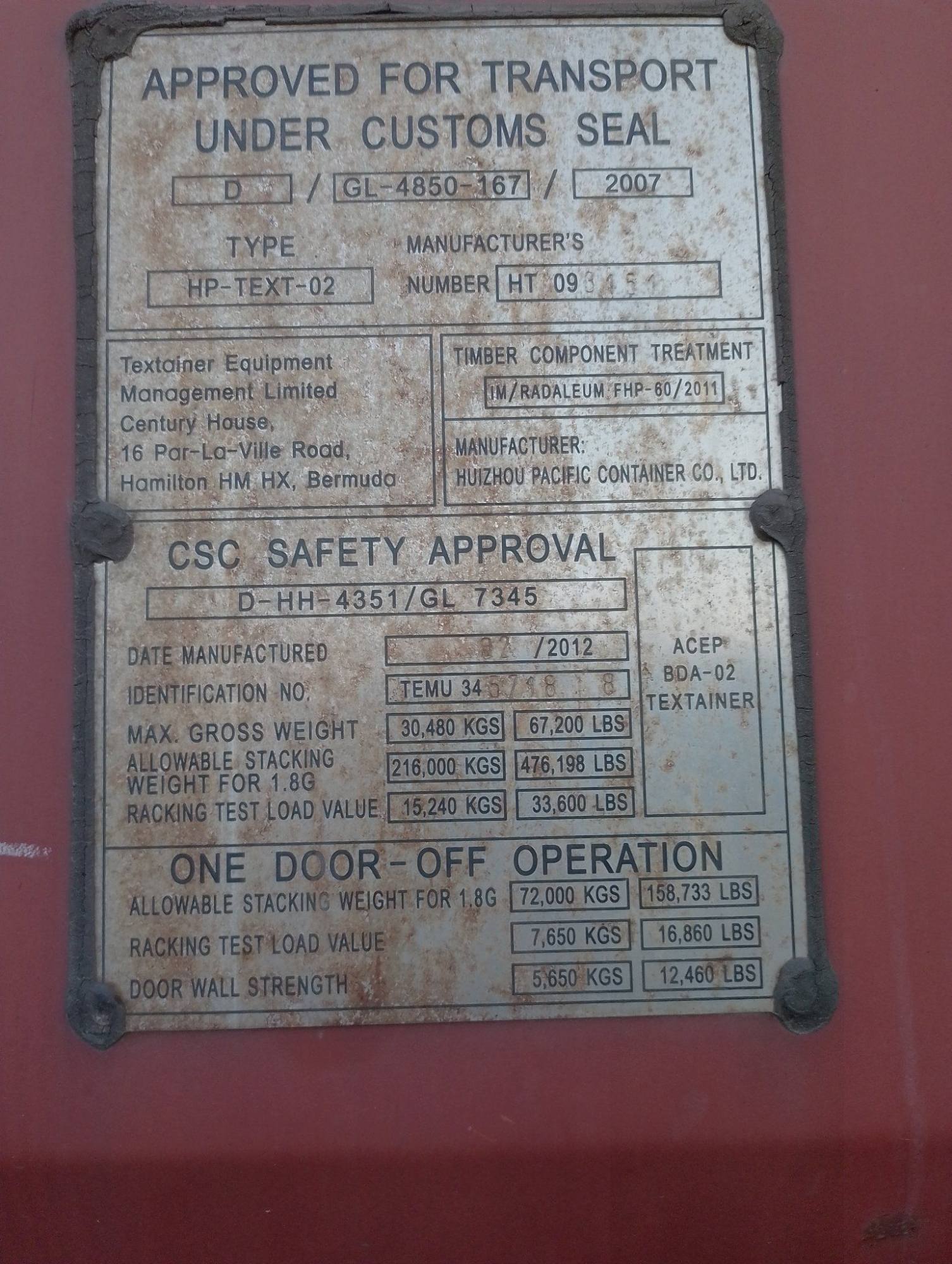 Морской контейнер TEMU3457188