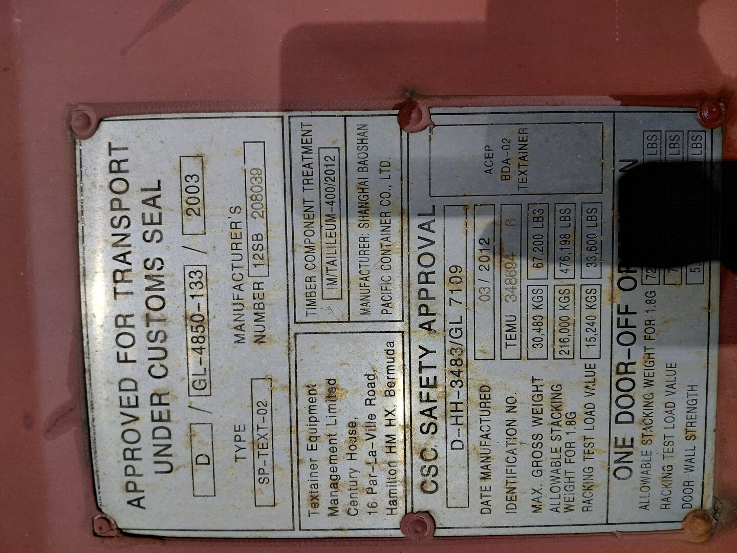 Морской контейнер TEMU3486946