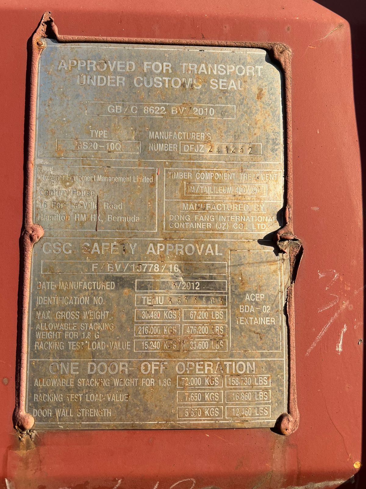 Морской контейнер TEMU3533483