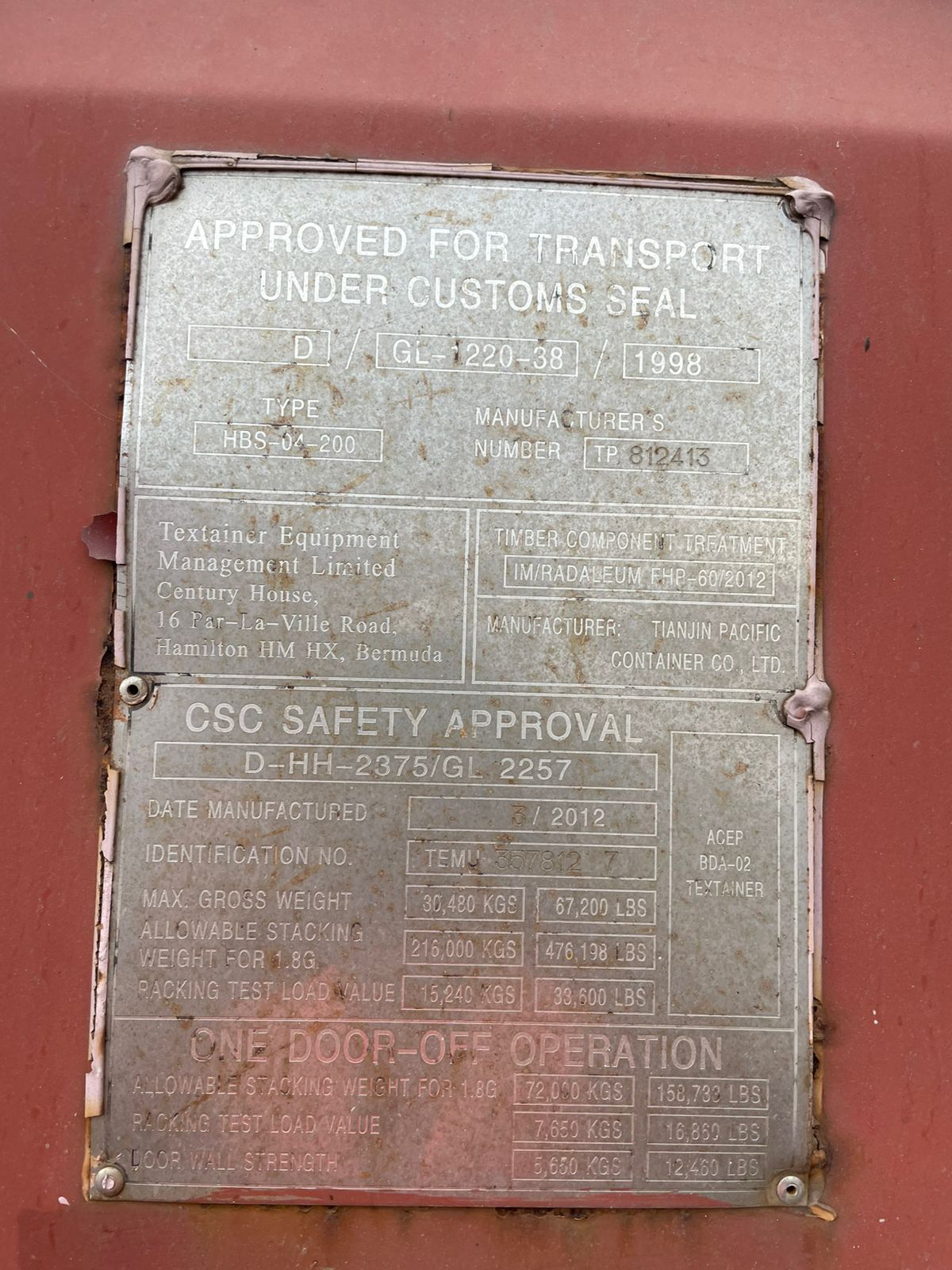 Морской контейнер TEMU3578127