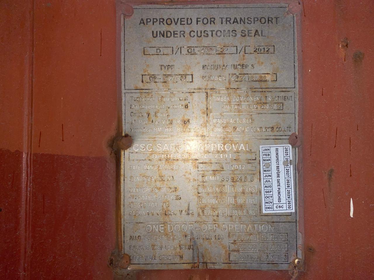 Морской контейнер TEMU3592486
